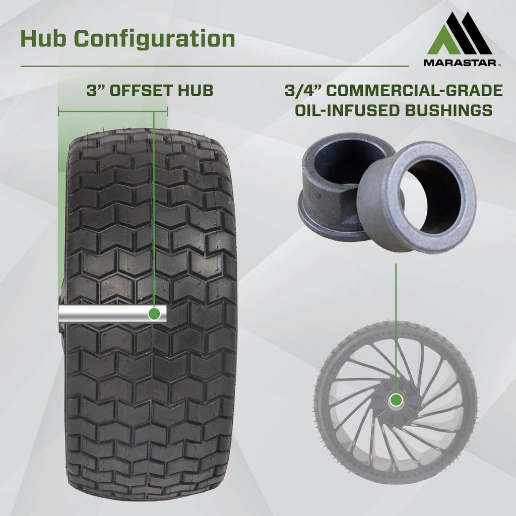 MARASTAR 31426-2PK 15x6.00-6 Tire and Wheel Assembly, Flat-Free Flex Tire, Replacement Riding Lawn Mower Front Tires, 2 pack