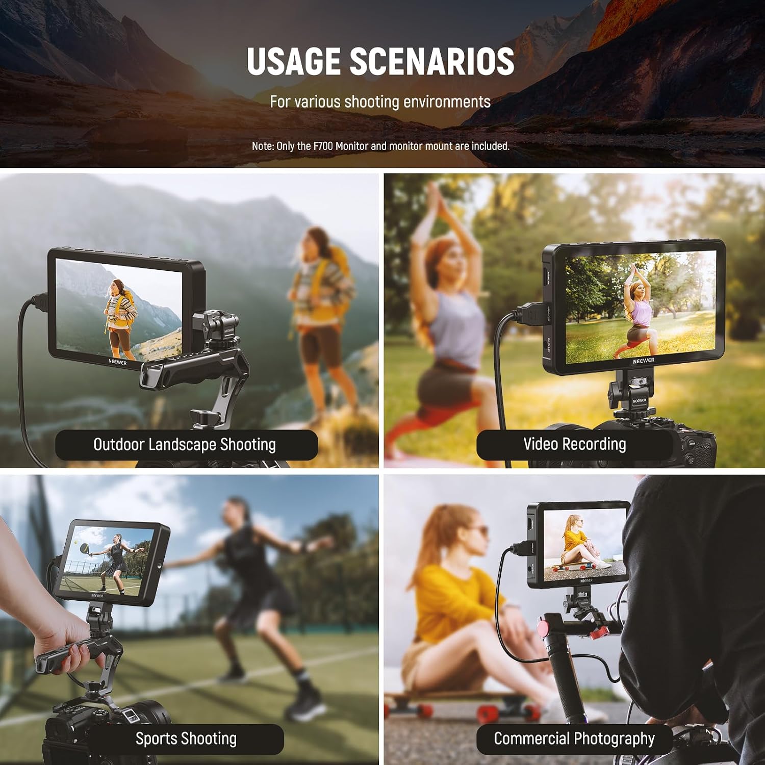 NEEWER F700 7' Camera Field Monitor, 2000nit HD 1920x1080 IPS Touch Screen with 3D LUT, 4K HDMI Loop in/Out with Peak Focus DSLR Video Assist HDR Waveform, Cold Shoe Mount, 5200mAh Battery & Cable