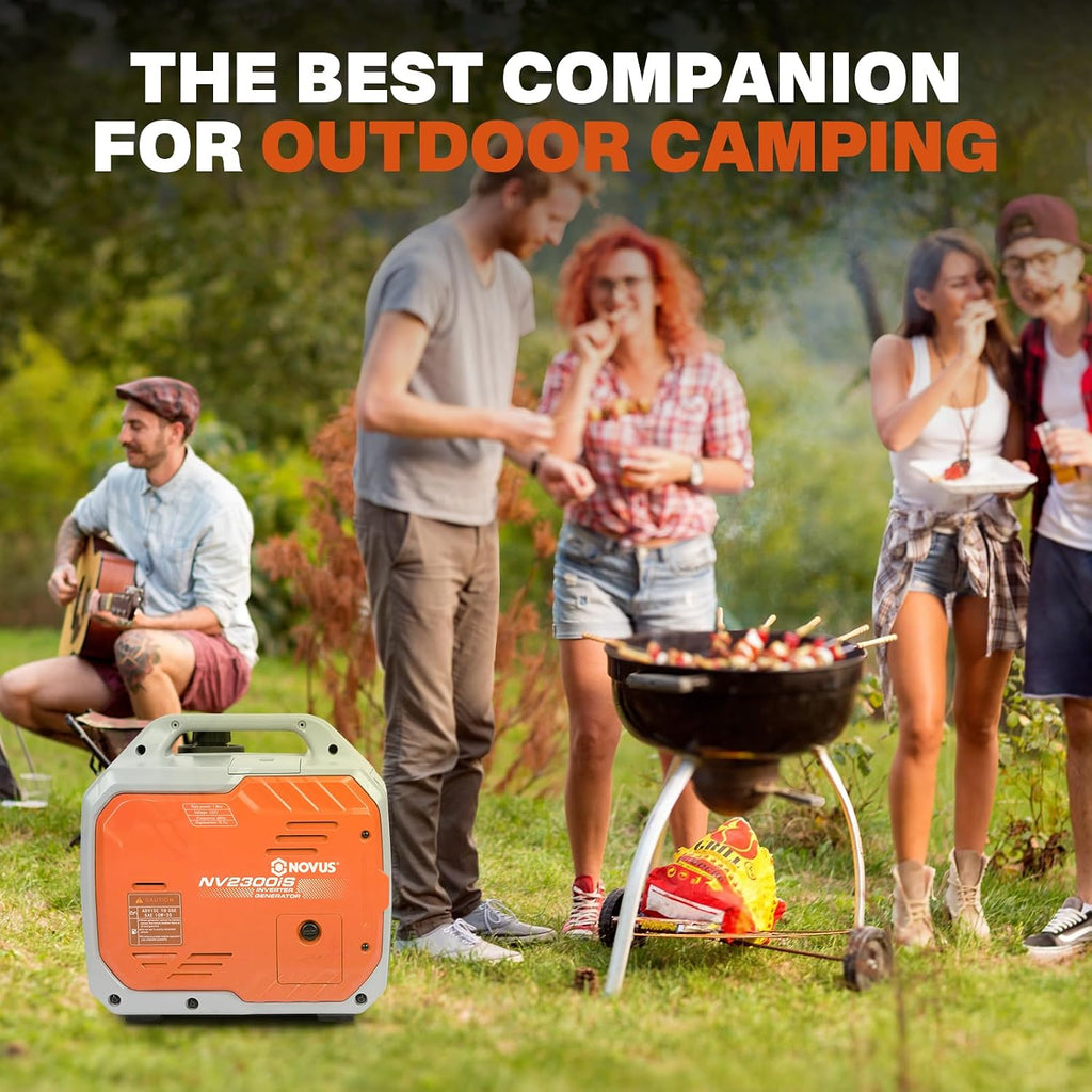 NOVUS 2300 Watts Portable Inverter Generator, Super Quiet Gas Generator, Stable Small Generators for Camping, Home and RV with Easy Start, Overload Protection, Clean Output, Co Sensor, Parallel Ready