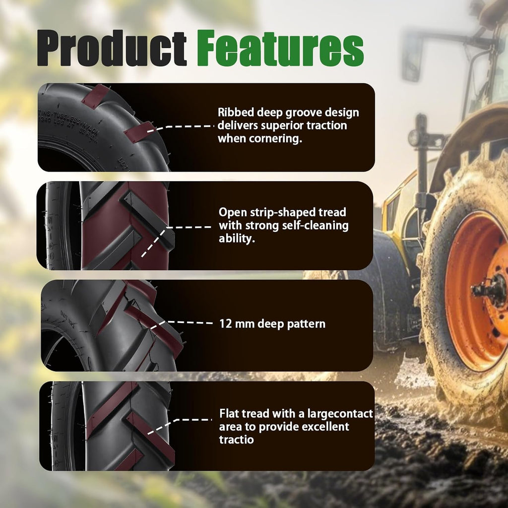 TRIPOWER 6-12 Farm Tractor Tires, Set of 2, 6x12 NHS Garden AG Tires Compatible with Kubota B7100 Series, 6-Ply Tubeless, Tire Only, Rim Not Included