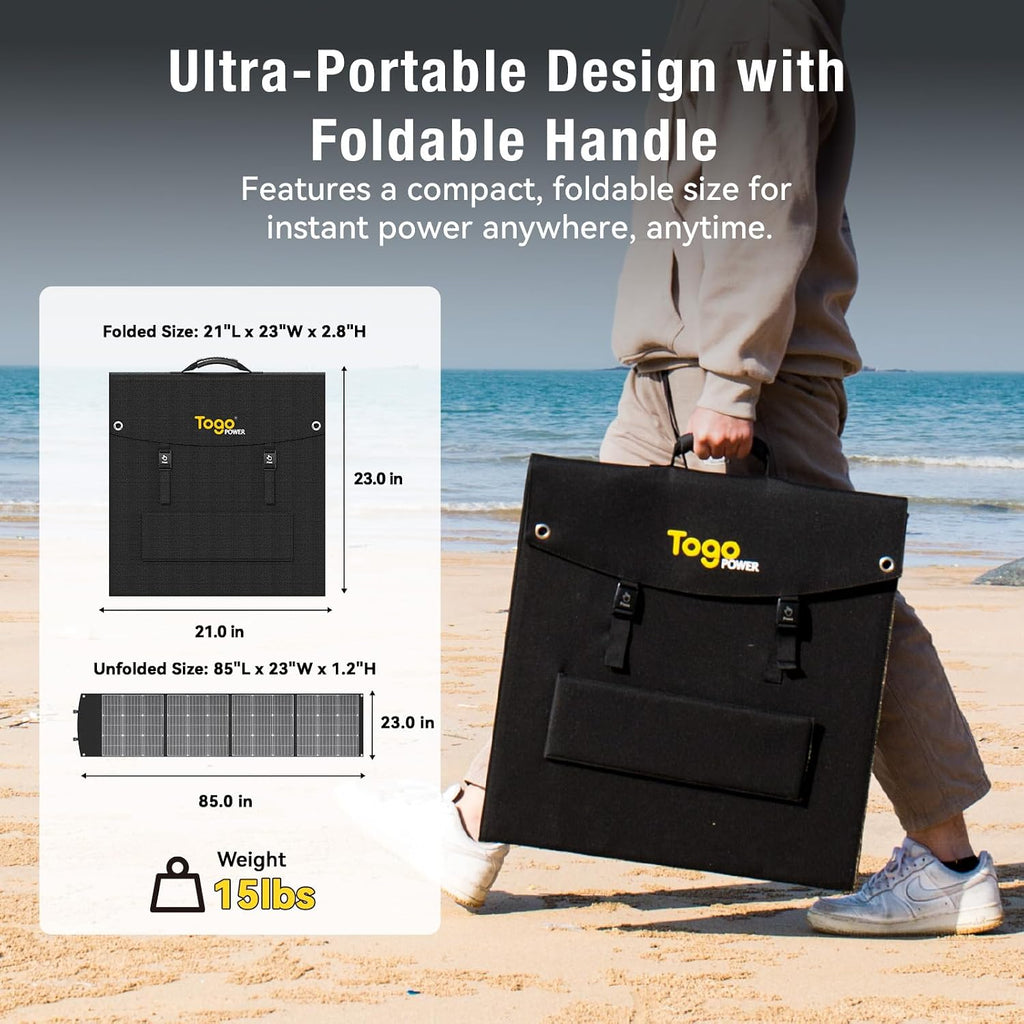 200W Portable Solar Panel, Foldable 200W Solar Panel Kit with XT60/DC7909/Anderson Cable & USB-C PD 60W, 23.5% High-Efficiency Monocrystalline Solar Charger for Power Station, RV, Camping, IP65