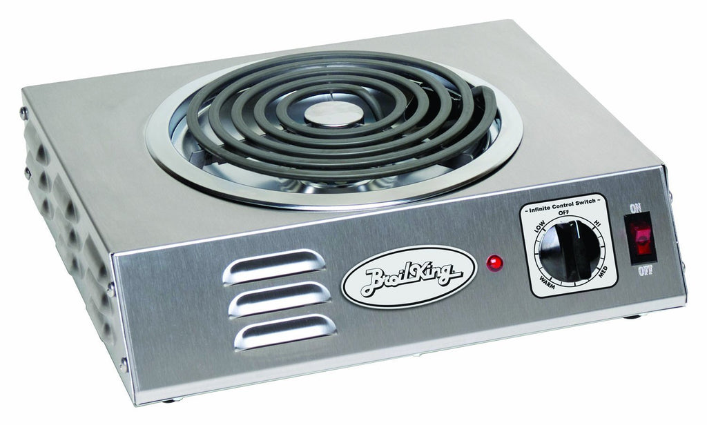 BroilKing CSR-3TB 1500 Watt Electric Countertop Hot Plate with Single Coiled Burner | Commercial Induction Cooktop Stove for Restaurant | 12.25'W x 14'D x 4.25'H, Gray, Stainless Steel Base, 120v