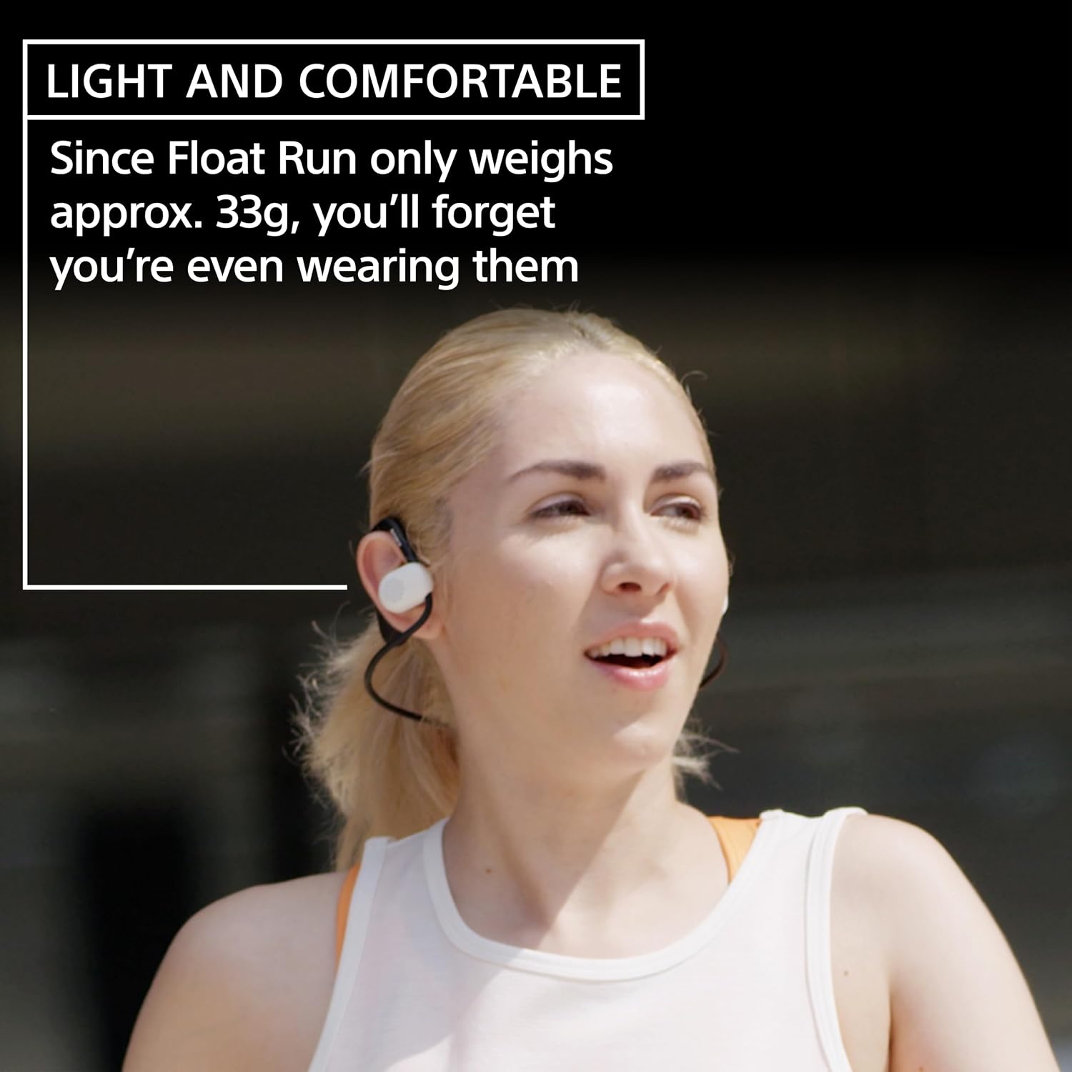 Sony Float Run Open-Ear Bluetooth Wireless Sport Headphones for Running and Exercise with Mic and IPX4 Water Resistance, WIOE610/B