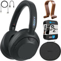 Sony ULT WEAR Noise Canceling Wireless Headphones with Alexa Built-in, Massive Bass and Comfortable Design, Black WHULT900N/B Bundle with 2 YR Enhanced Protection Pack and Wooden Headphone Stand