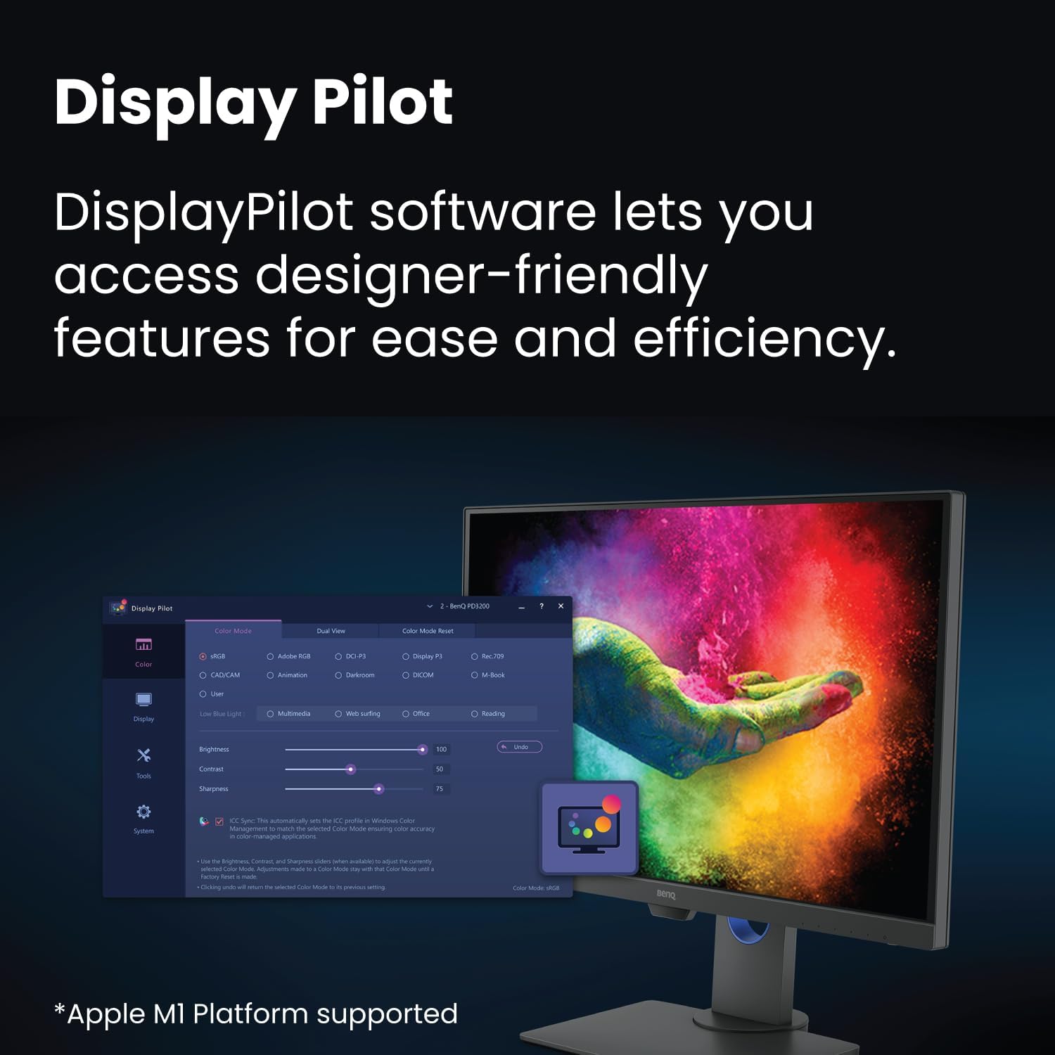 BenQ PD2705Q AQCOLOR 27' QHD 1440P Mac-Ready Monitor, 100% Rec.709 & sRGB, IPS, DeltaE ≤3, Uniformity, Factory-Calibrated, AQCOLOR, Pantone, Ergonomic, DisplayPort, USB-C(65W), USB Hub, Daisy Chain