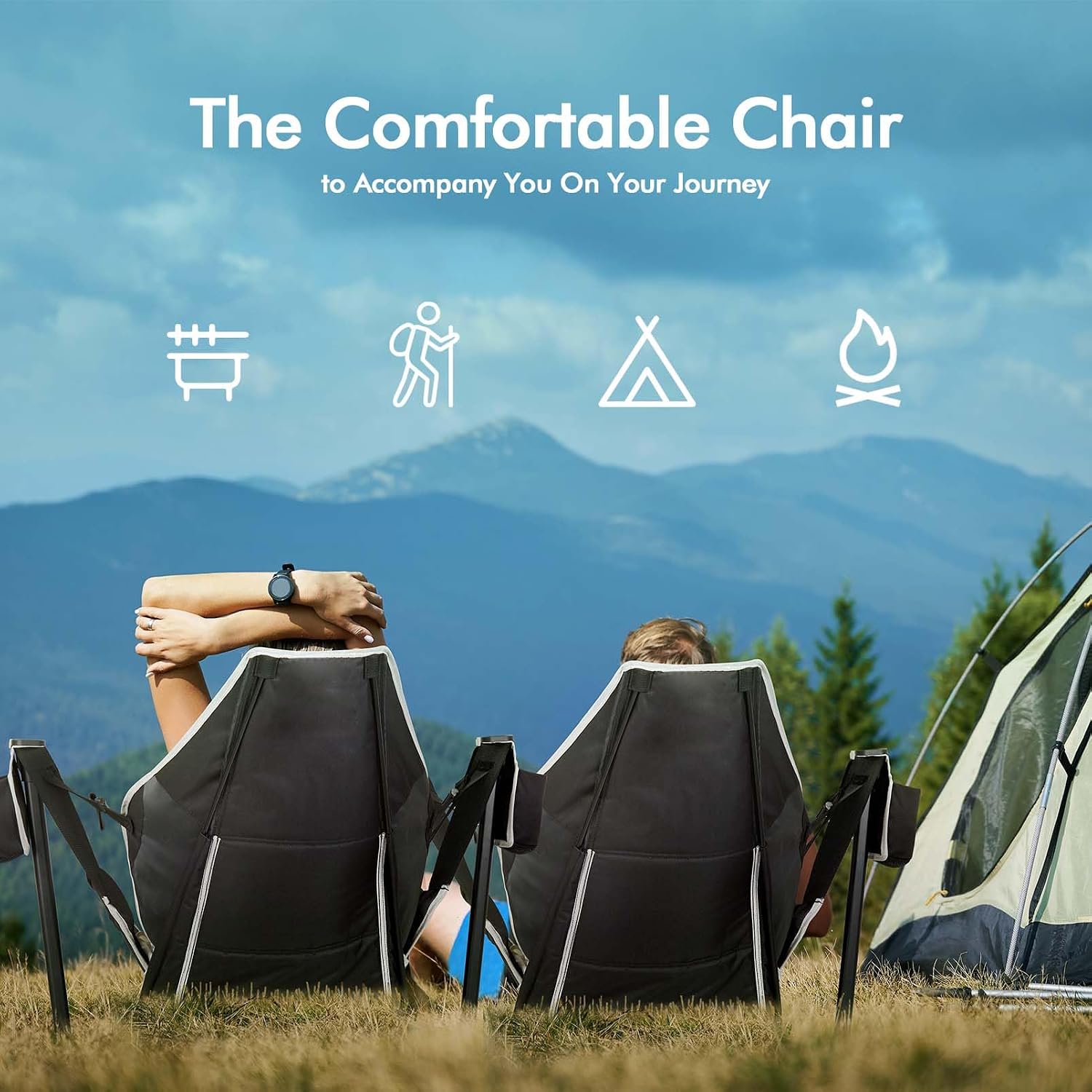 AKSOUL Hammock Camping Chair Swinging: Aluminum Alloy Adjustable Back Swinging Chair, Folding Rocking Chair with Pillow Cup Holder, Recliner for Outdoor Travel Sports Games Lawn Concerts Backyard