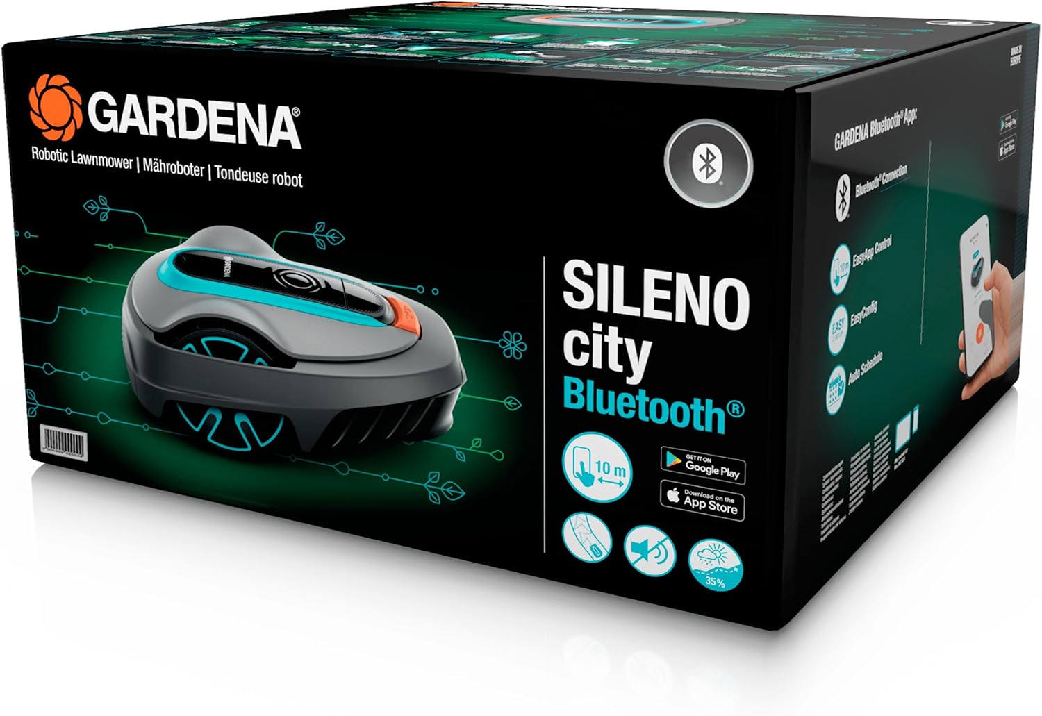 GARDENA 15010-20 SILENO Life - Automatic Robotic Lawn Mower, with Bluetooth app and Boundary Wire, The quietest in its Class, for lawns up to 16,200 Sq Ft, Made in Europe, Grey