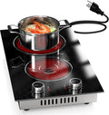 2 Burner Electric Cooktop, 12 Inch Countertop & Built-in Electrical Stovetop, 110V Electric Stove with Plug, Knob Control, 9 Power Level, 2000W(1400W+600W)