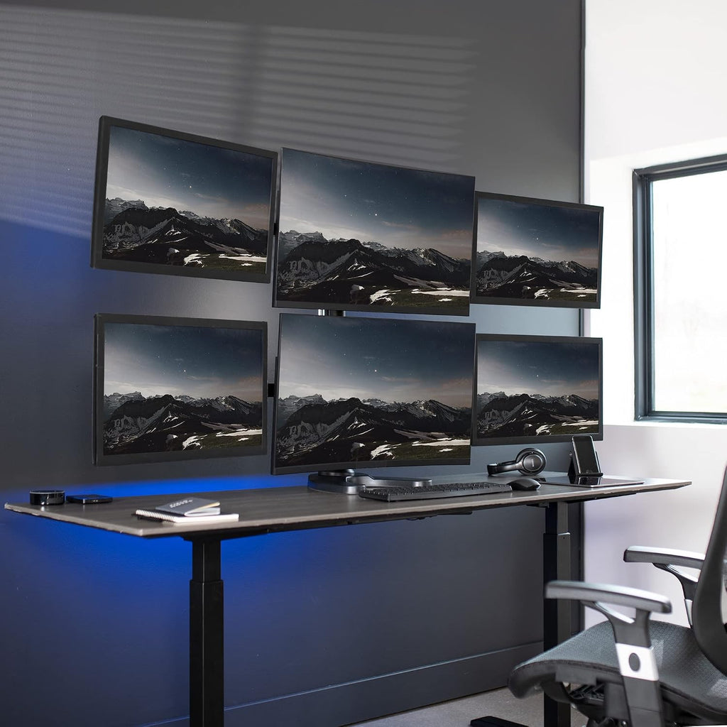 VIVO Hex LCD Monitor Height Adjustable 6 Screen Desk Mount Stand for up to 27 inch Screens, STAND-V006F