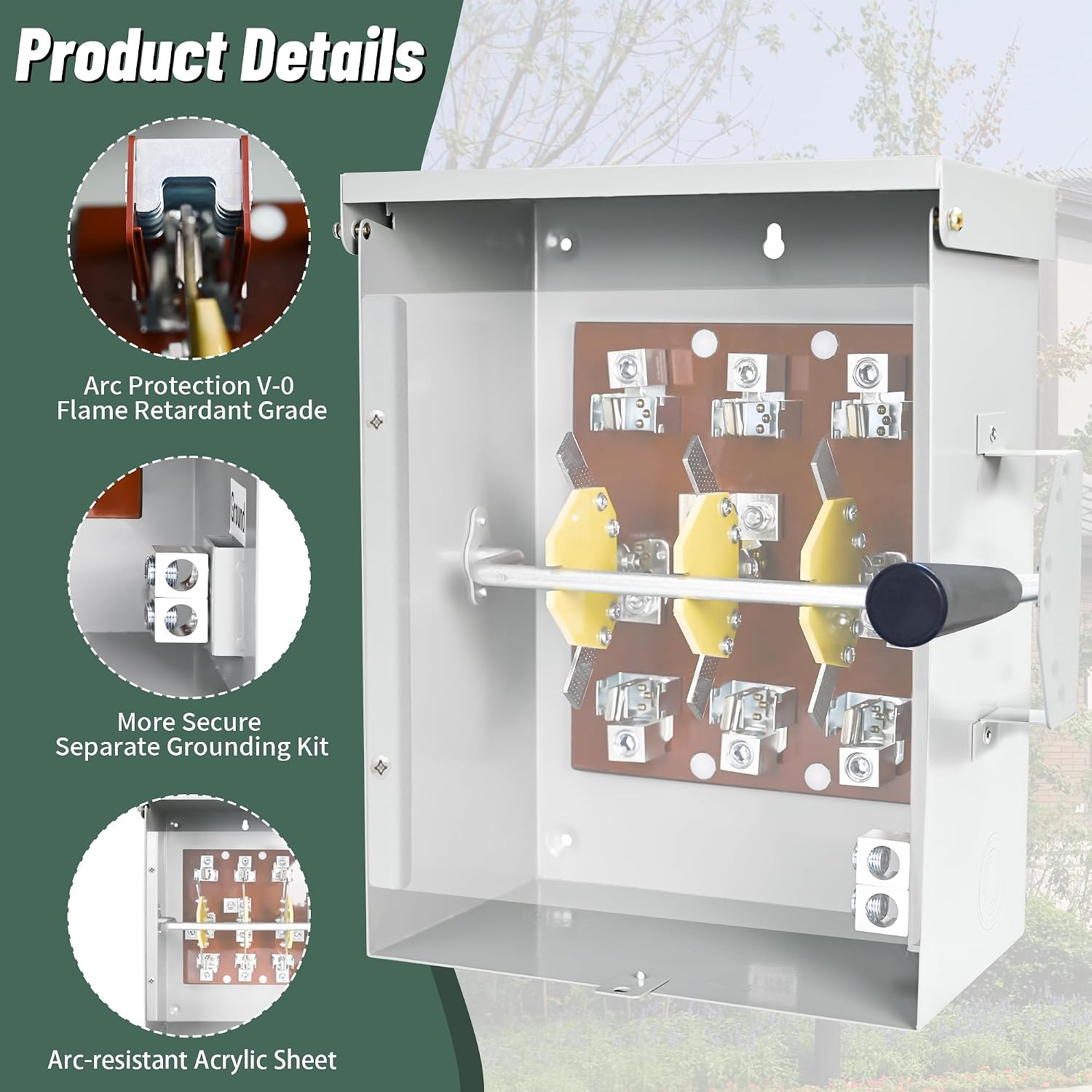 200-Amp Generator Transfer Switch, 3 Pole 120/240V Manual Transfer Switch for Home Generator, 48,000 W Heavy Duty Double-Throw Power for Outdoor＆Indoor, Meeting NEMA 3R Standards