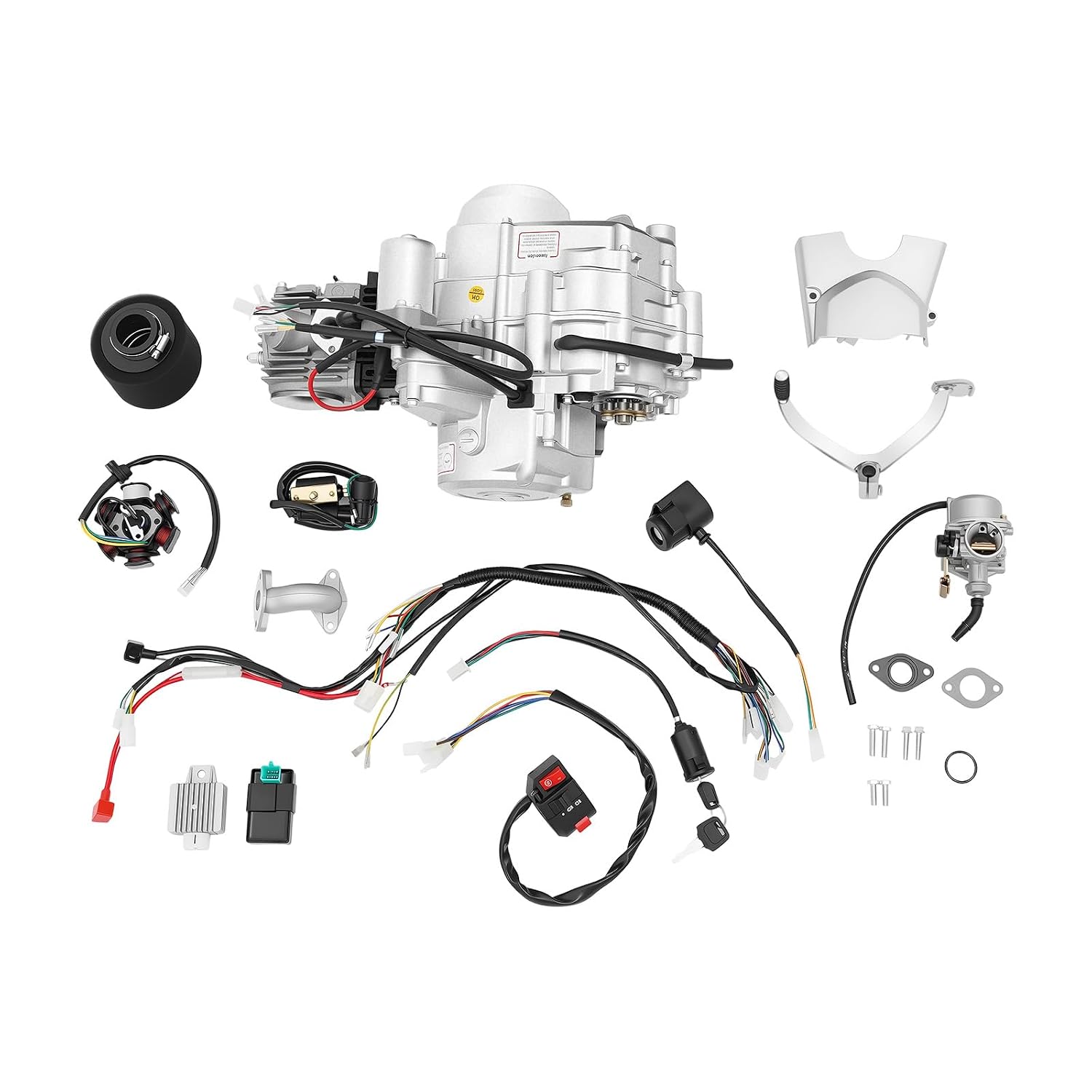 125CC 4 Stroke Engine Motor for ATVs, Single Cylinder Air Cooling Engine Motor Kit, Electric Start Lawn Mower Accessories Engine (Forward-Neutral-Reverse Transmission)