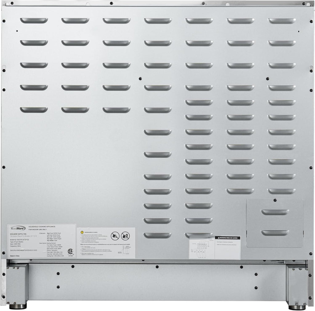 KoolMore KM-TPR-36SS 36 in. Electric Professional Range with Tilt Panel and Digital Controls, Self-Cleaning, 16300W of Power, 240V in Stainless-Steel
