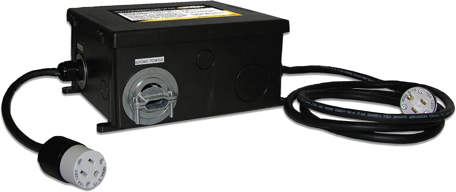 Go Power GP-TS 30 Amp Pre-Wired Transfer Switch, Circuit Protected - Generator Transfer Switch with Built-in Inverter Cable and Receptacle, 120 VAC, 9.65' L x 7.28' W x 4.75' H, 3 lbs