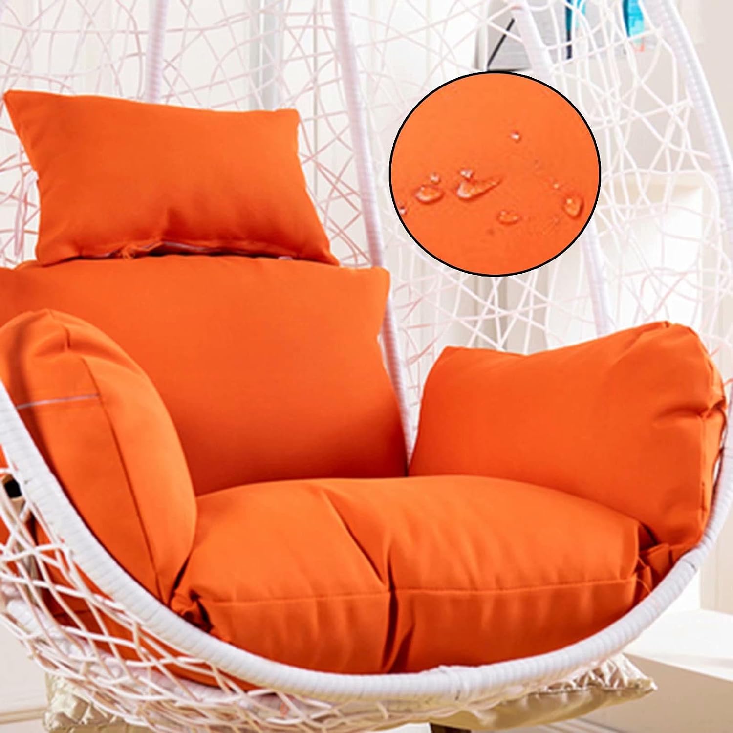 Egg Chair Cushion Only, Outdoor Hanging Swing Chair Cushion, Hanging Egg Chair Cushion Thick, Washable Cover Hanging Hammock Chair Cushion for Garden, Chair Pads Replacement Orange
