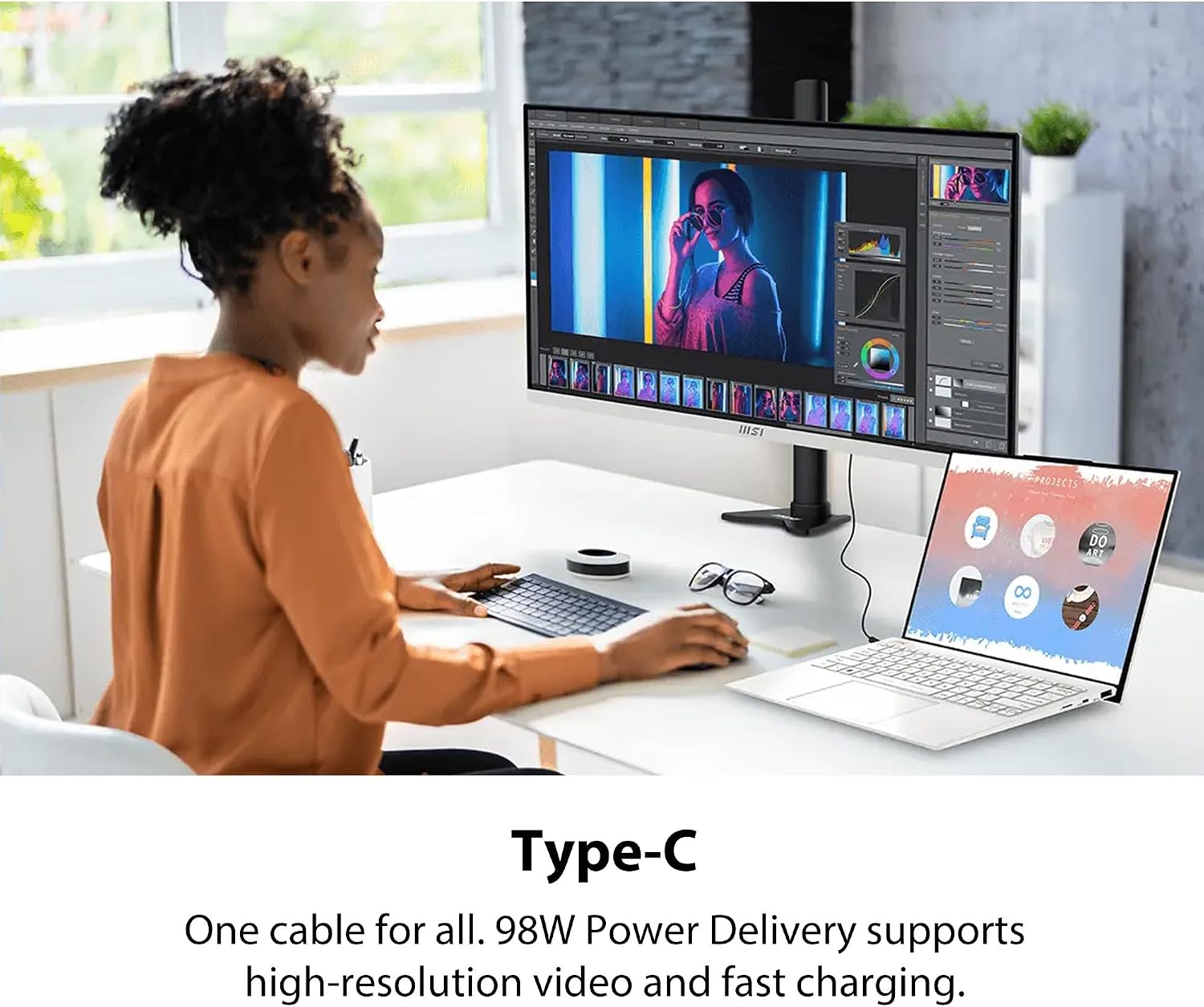msi Modern MD27UPHW 27-inch IPS 3840 x 2160 (UHD) Computer Monitor,60 Hz,Adaptive-Synch,Display HDR 400,HDMI,DisplayPort,VESA Mountable,Height Adjustable,Speaker,White