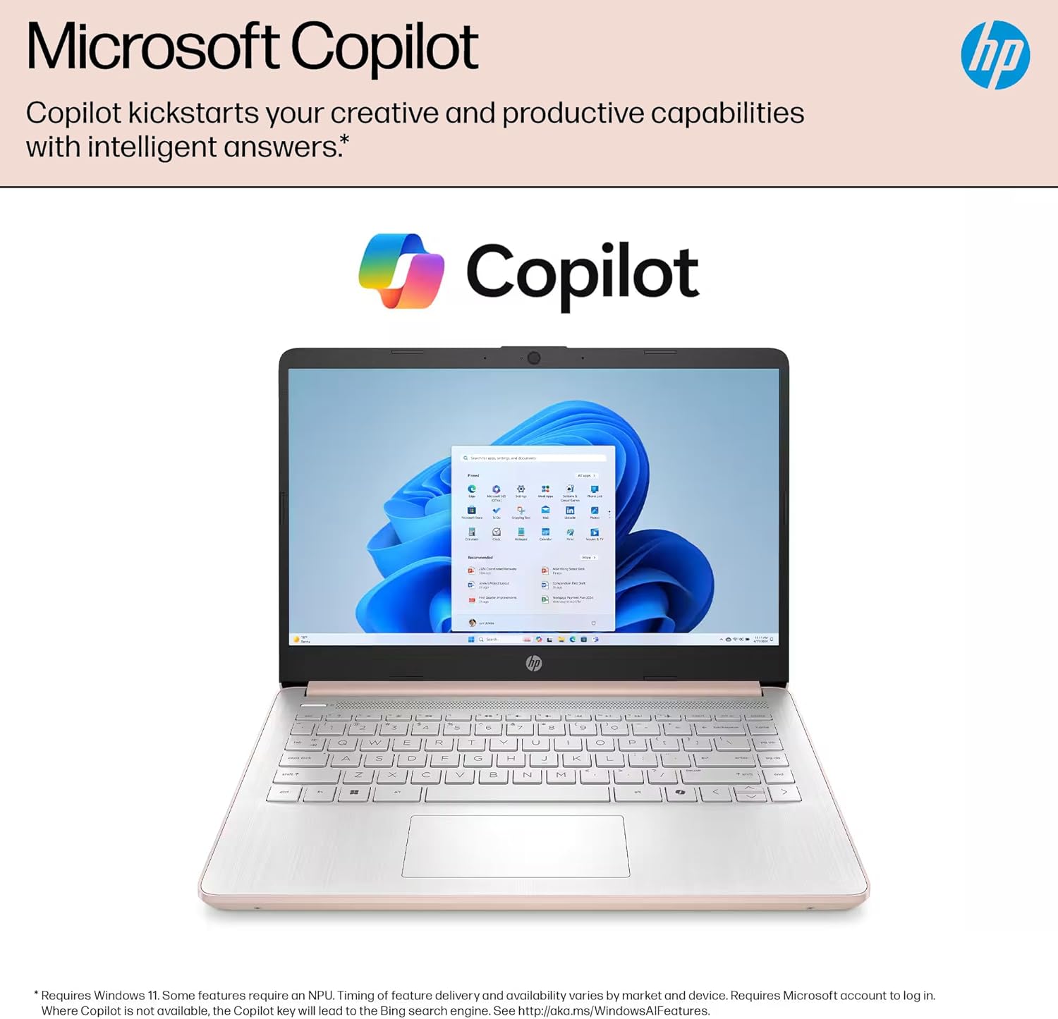 HP 14' Flagship Laptop 2025 AI-Powered Computer, Office Lifetime, Student Business, 4-Core Intel CPU, 16GB RAM 628GB Storage (128GB UFS+ 500GB Ext), Long Battery HubxcelAccessory Win 11 Pro Rose Gold