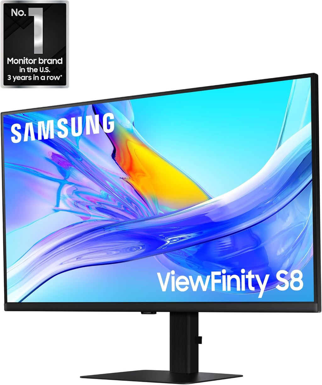 Samsung 32' ViewFinity S8 (S80UD) 4K UHD IPS HDR10 High Resolution Monitor, USB-C, Height Adjustable Ergonomic Stand, Built-in KVM Switch, Intelligent Eye Care, LS32D800UBNXGO, 2025
