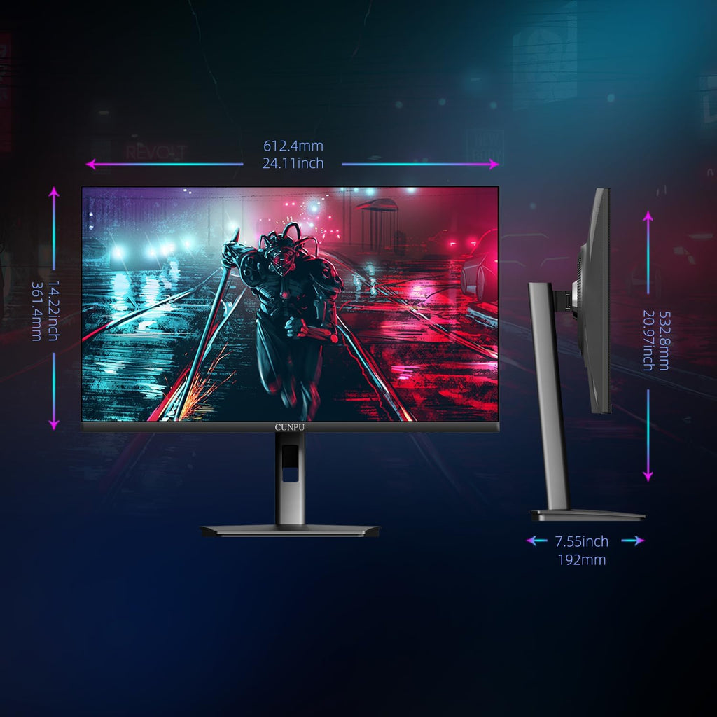 CUNPU 27' 4K 160Hz Ultimate Gaming Monitor, UHD Fast IPS 1ms, G-Sync Compatible & FreeSync, 99% DCI-P3, HDR400, HDMI 2.1 for PS5/Xbox 4K 120Hz, Full Ergonomic Stand