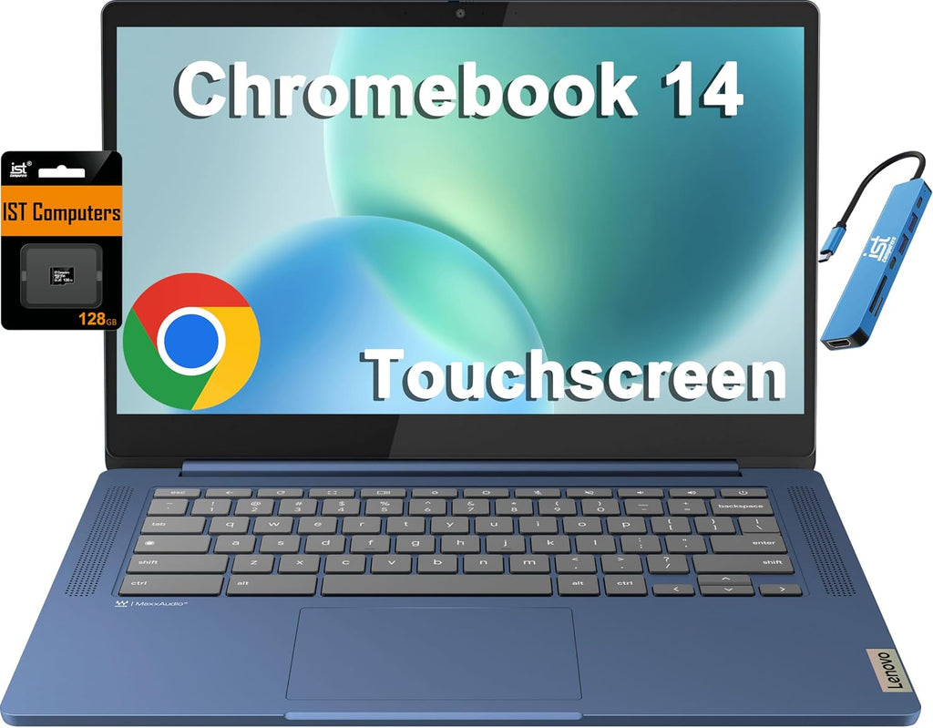 Lenovo Chromebook 14 Laptop (14' FHD Touchscreen, 8-Core 2.0GHz Processor, 4GB RAM, 192GB (64GB eMMC + 128GB SD Card)), Anti-Glare, Webcam, 13-Hr Long Battery Life, IST HUB, Chrome OS w/Google AI