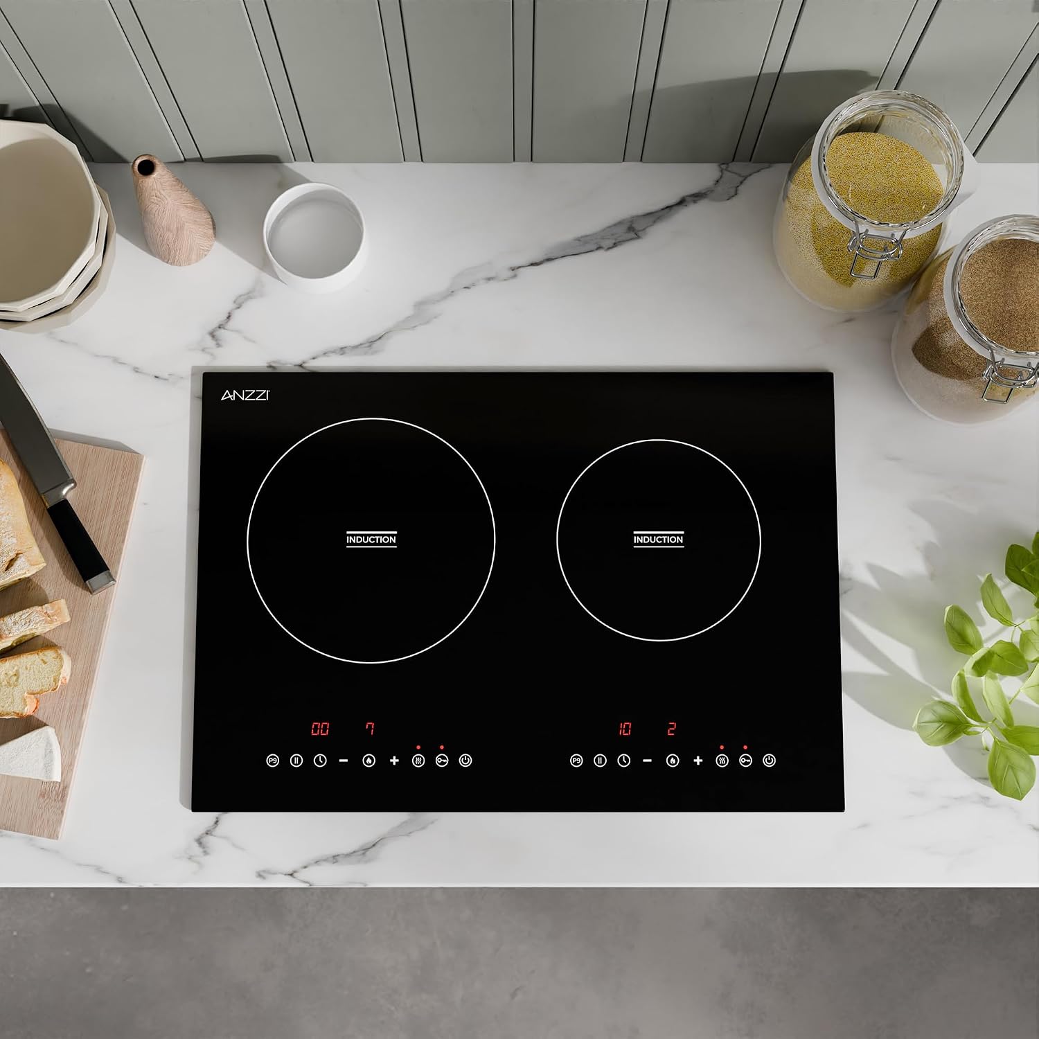 20 in. Induction Cooktop in Black with Child Safety Lock, Auto Switch Off, and 2 Zones