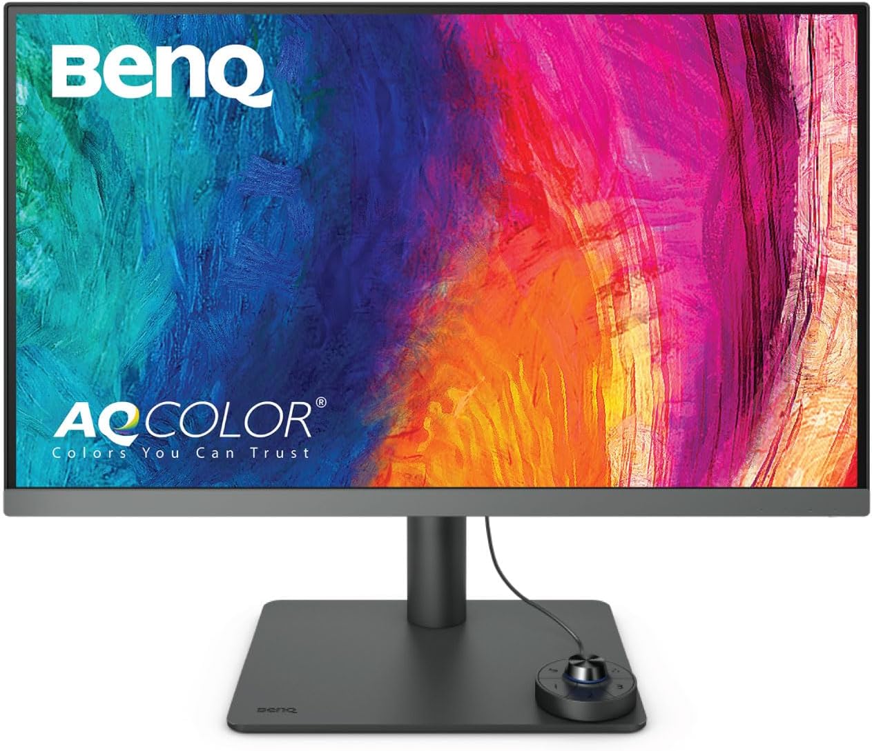 BenQ PD2706U Mac-Ready Monitor 27' 4K UHD, 90W USB-C, 99% sRGB, 95% P3, DeltaE ≤3, DisplayHDR 400, IPS, AQCOLOR, Factory-Calibrated, Uniformity, HotKey Puck, Ergonomic, DisplayPort, KVM, USB Hub
