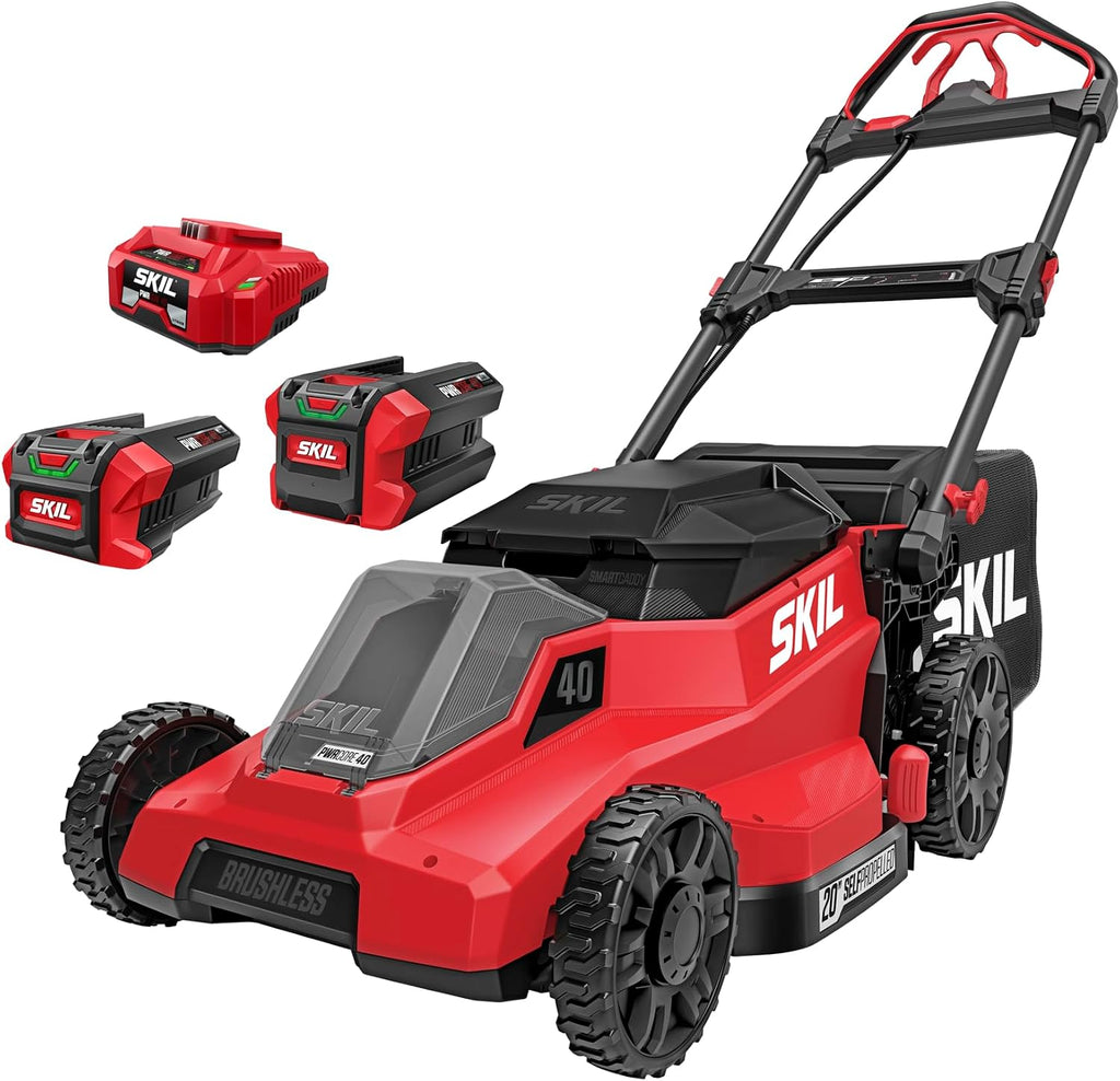 SKIL PWR CORE 40 Brushless 40V 20-Inch Self-Propelled Mower Kit with Smart Caddy, Includes 6.0Ah & 4.0Ah Batteries and 150W Charger - SM2010C-24