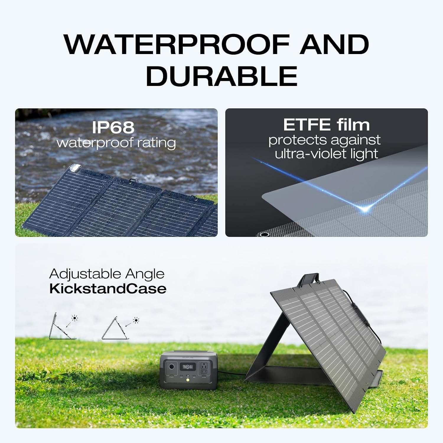 EF ECOFLOW Solar Generator RIVER 3 Plus with 110W Solar Panel, 286Wh Portable Power Station LiFePO4 Battery, 3 Up to 1200W AC Outlets, <10 MS UPS, Expandable to 858Wh, <30 dB Quiet, 1Hr Fast AC Charge