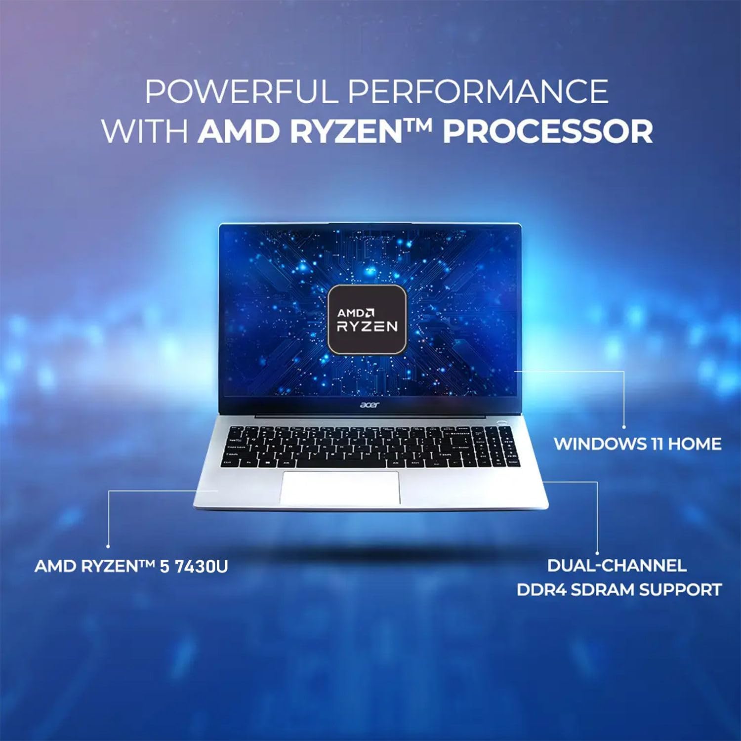 acer Aspire 3 Premium Laptop with Backlit Keyboard | AMD Ryzen 5 7430U CPU | 15.6 FHD IPS Display | 32GB RAM | 1TB PCIe SSD | Wi-Fi 6 | Type-C | Sleek & Portable | Windows 11 Pro
