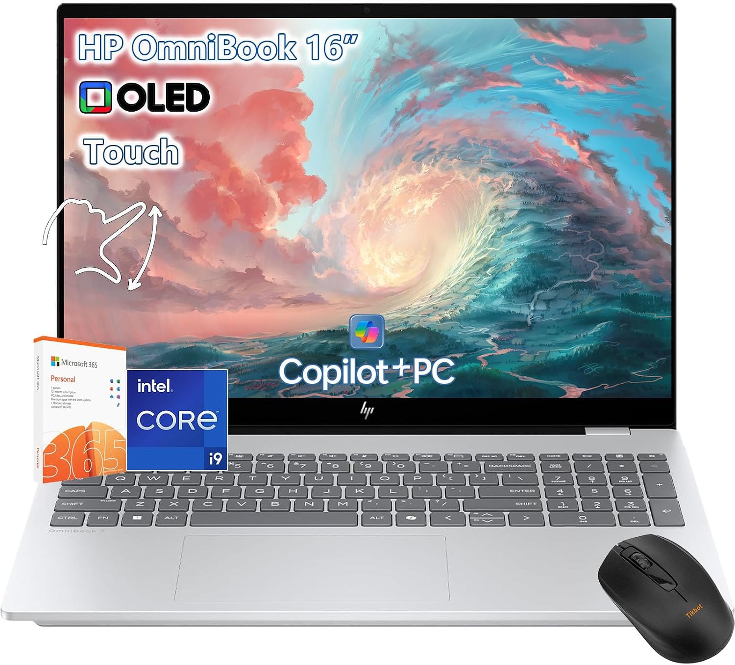 HP OmniBook 7 Touchscreen Laptop - 16inch 2K OLED 120Hz -Intel Core 9 270H Beat AMD Ryzen 9 8945H -32GB RAM -1TB SSD -Windows 11 Office 365 - Business Computadora Portátil PC AI Copilot 2025