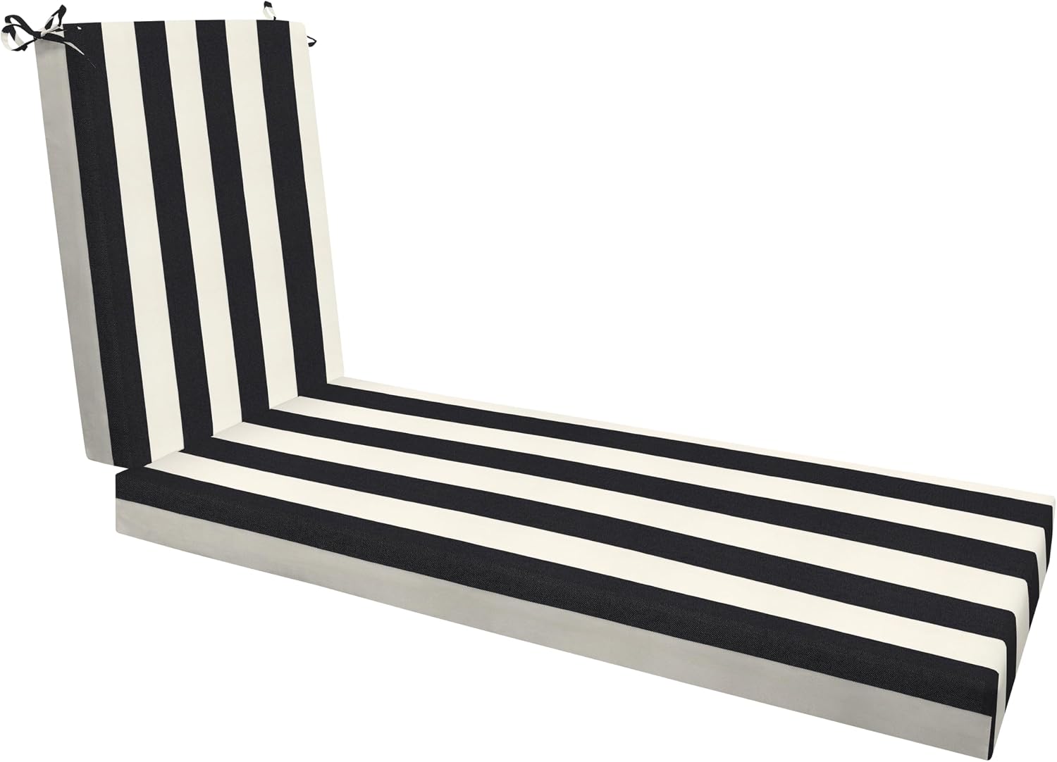 Honeycomb Outdoor Chaise Lounge Cushion for Patio Furniture, Water & Fade Resistant, Removable Cover, 23 x 75, Heritage Cabana Stripe Black and Ivory