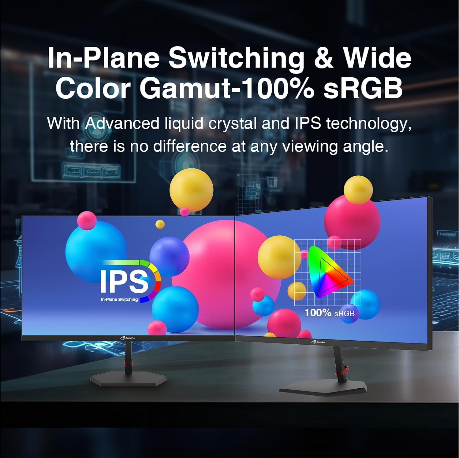 ArcticPro 27inch Gaming Monitor QHD 2560*1440p, 210Hz, 2K, IPS Panel, 1ms Response Time, Adaptive sync, PC Computer Monitor, 3-Sided Frameless, Ultra Slim, 130% sRGB, Bluelight Filter, HDMI *2, DP*2