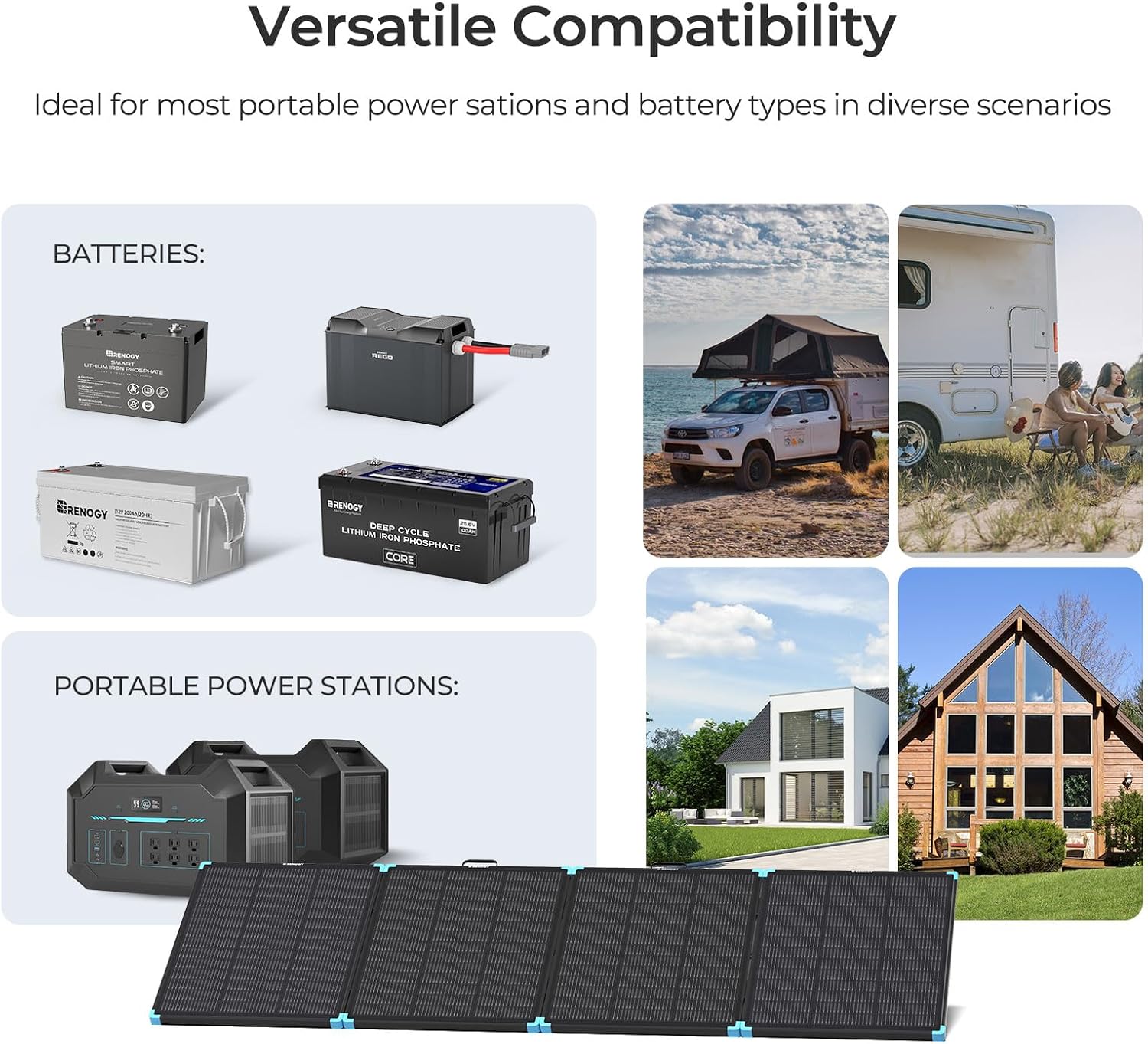 Renogy 300W Portable Solar Panel Suitcase, 25% High Efficiency N-Type Foldable Solar Charger for Power Station, Durable for Decades, 17% Lighter with Kickstands, for RV Camping Off-Grid Blackouts