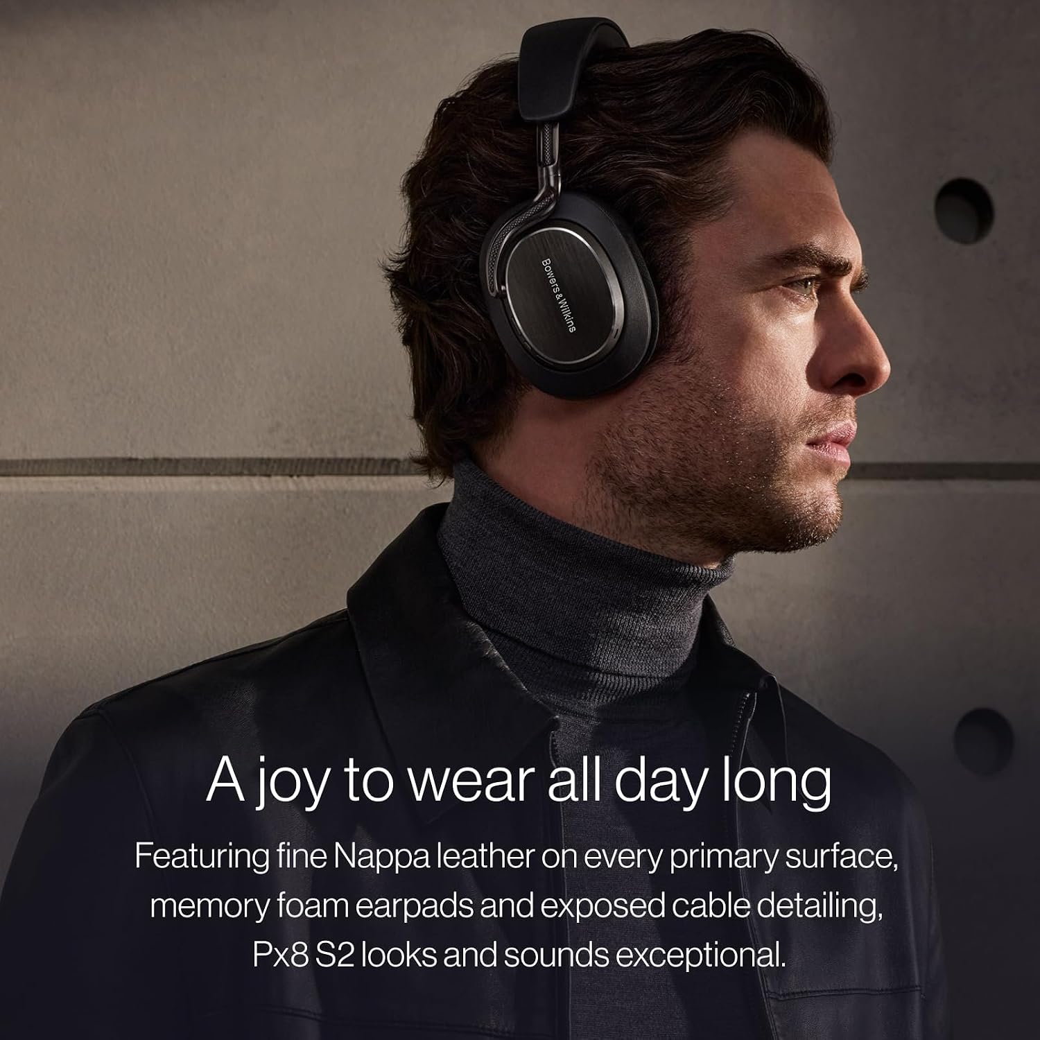 Bowers & Wilkins Px8 S2 Wireless Over-Ear Headphones, Warm Stone, Bluetooth Headphones with Active Noise Cancelling, Hi-Res Audio, 30 Hours of Playtime, USB-C 15-Min Quick Charging