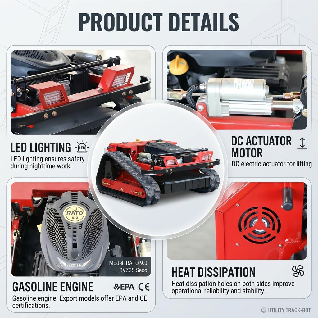 Infront Remote Control Lawn Mower, 20 Inch Cutting Width, Adjustable Height 0.79-5.9 Inches, Track Design,All-Terrain for Steep Slopes Tall Grass Large Lawns