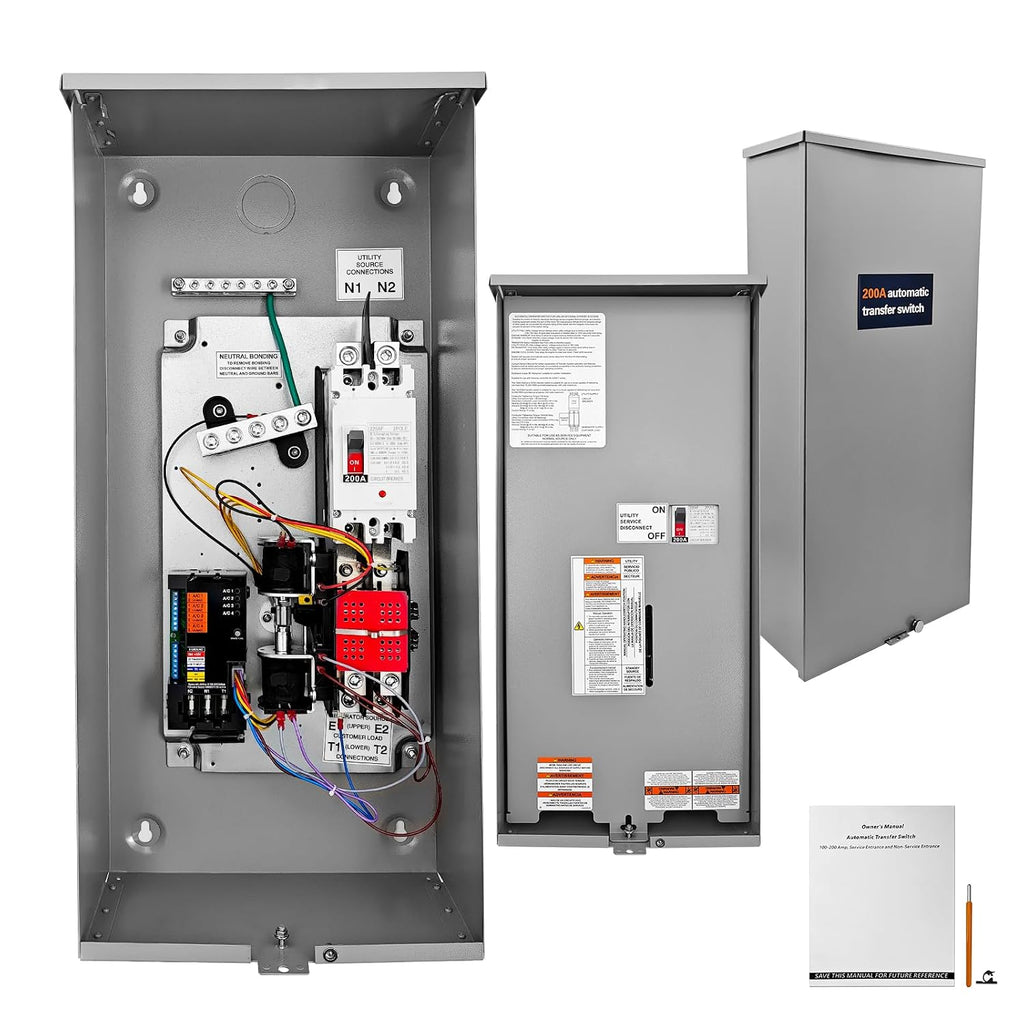 200 Amp Automatic Transfer Switch w/Power Management Replacement for Generac RXSW200A3 Single Phase Transfer Switch NEMA 3R 8-24KW Outdoor Rated Aluminum Enclosure for Indoor and Outdoor Use