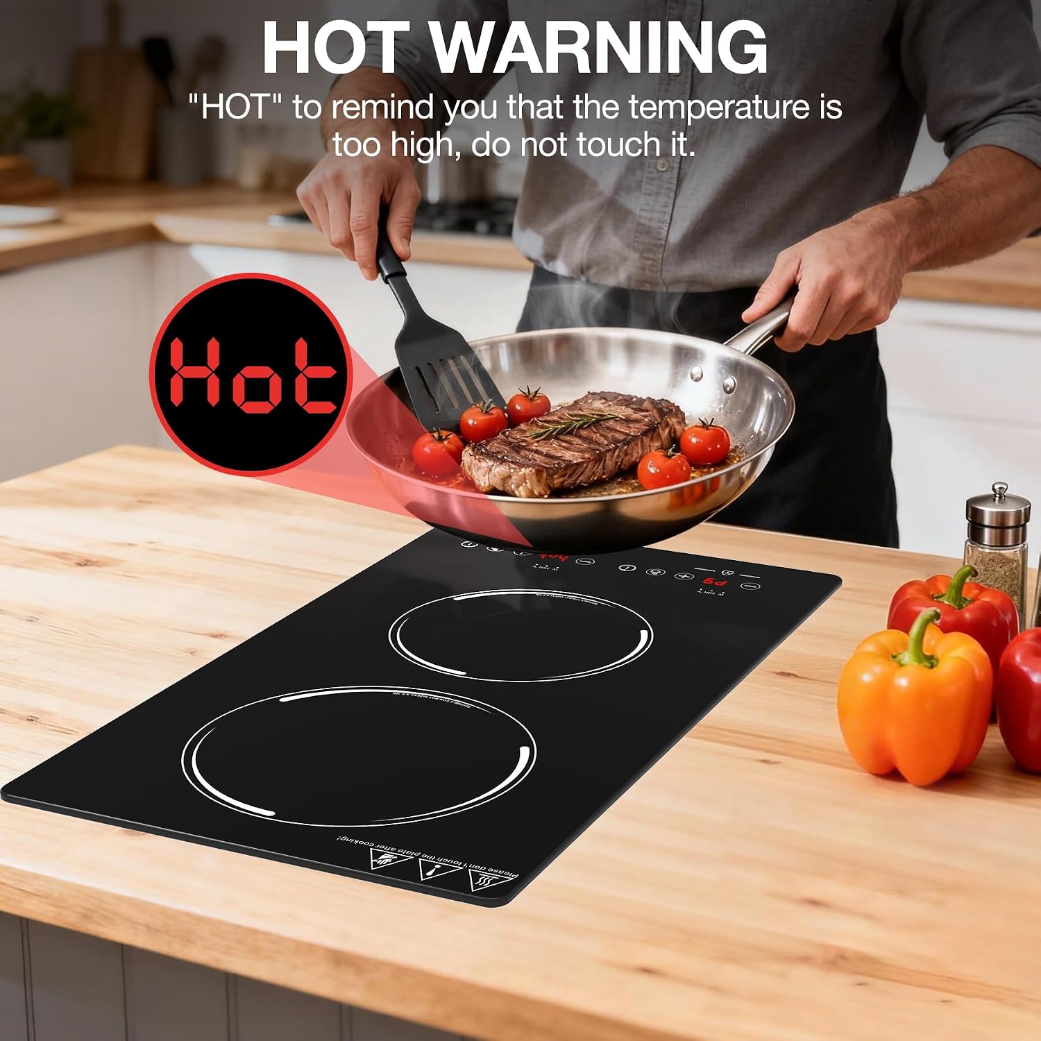 Double Induction Cooktop, Portable Induction Stove Hot Plate with 9-Level Touch Control, Safety Lock, Auto Shutoff Timer Setting, Overheating Protection for Apartments, RVs, Camping