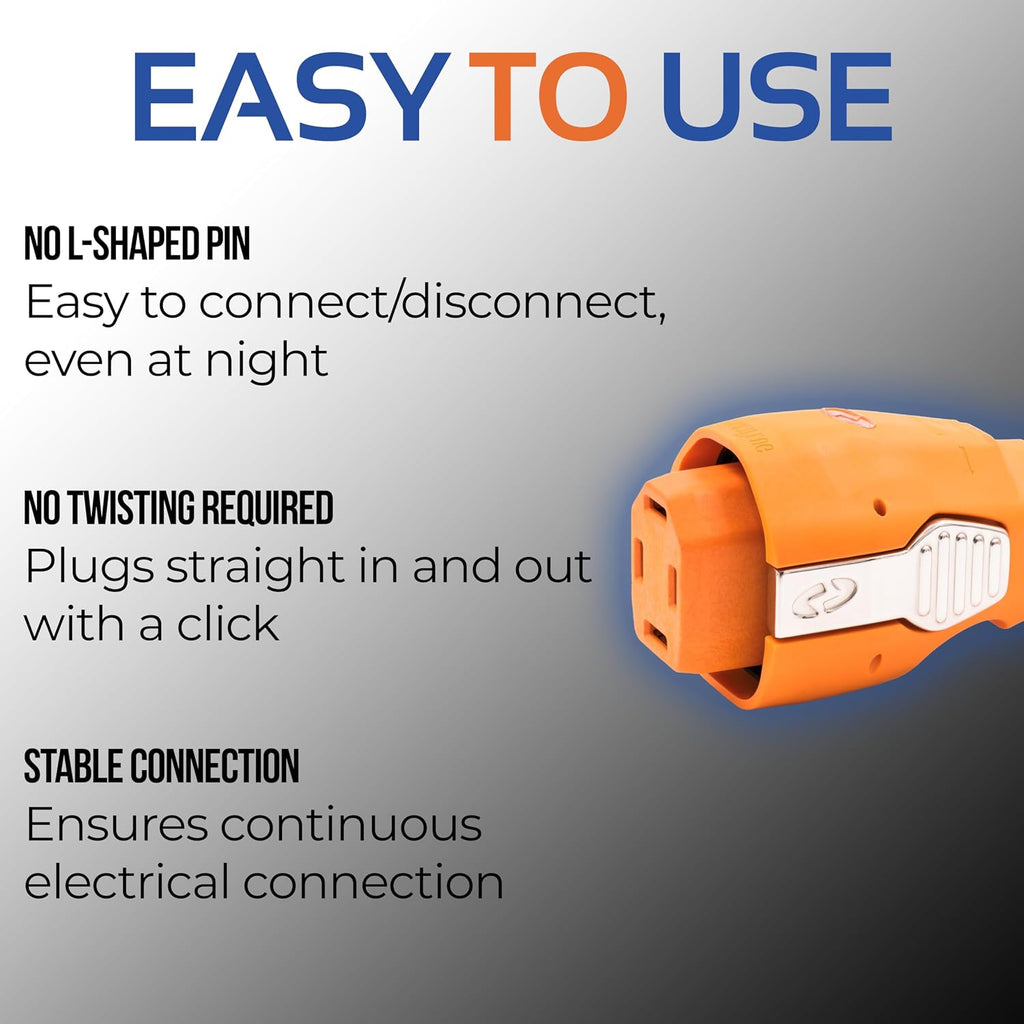 SmartPlug 50 Amp Shore Power Cord – 50A 125V/250V Marine Cord, RV Accessories, Marina Park Power End, Waterproof Locking Plug, Tinned Wire, Boat Shore Power, Generator Power Cord, 50 FT
