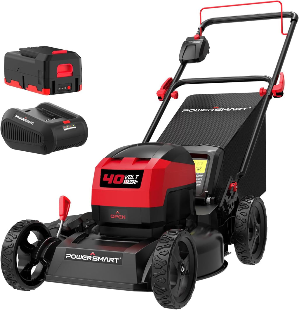 PowerSmart 40V 17' Cordless Lawn Mower with 4.0Ah Battery and Charger, Brushless Motor, up to 1/8 Acre, 3-in-1 (MB2417A)