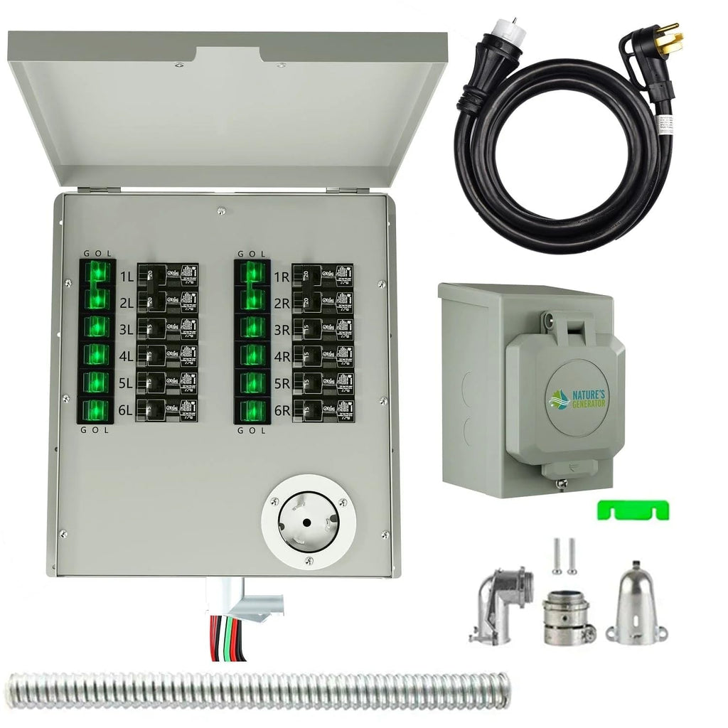 Nature's Generator Manual Transfer Switch 12-Circuits 120/240V 50A Non-Automatic UL Power Transfer Kit (Indoor)
