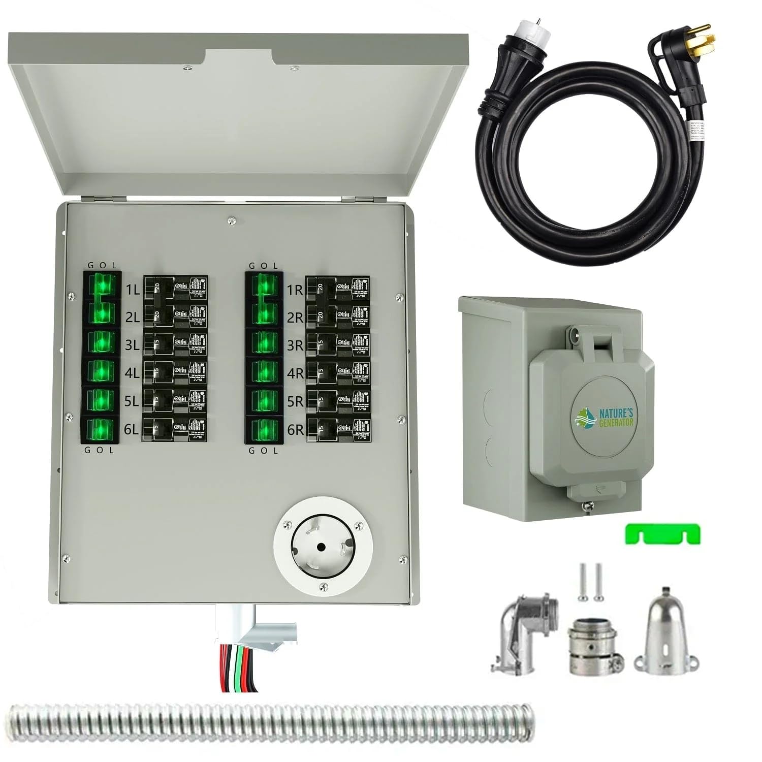 Nature's Generator Manual Transfer Switch 12-Circuits 120/240V 50A Non-Automatic UL Power Transfer Kit (Indoor)