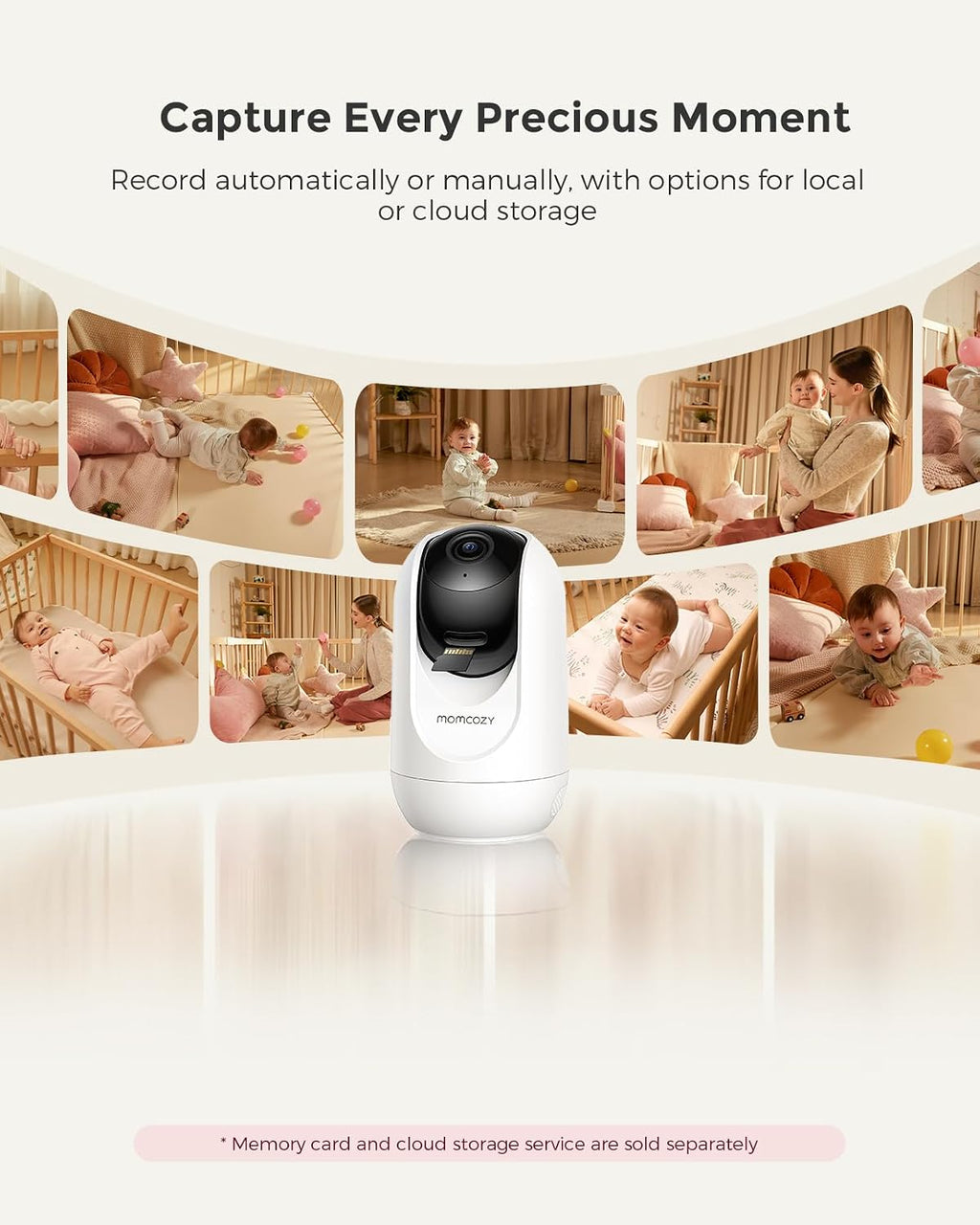 Momcozy Smart WiFi Baby Monitor with Camera and Audio, 5' 1080P Screen with Wall Mount, Motion & Cry Detection, Safe Fence,Clear Night Vision, 5000mAh Battery, 2-Way Talk, Photo & Video Recording,BM04