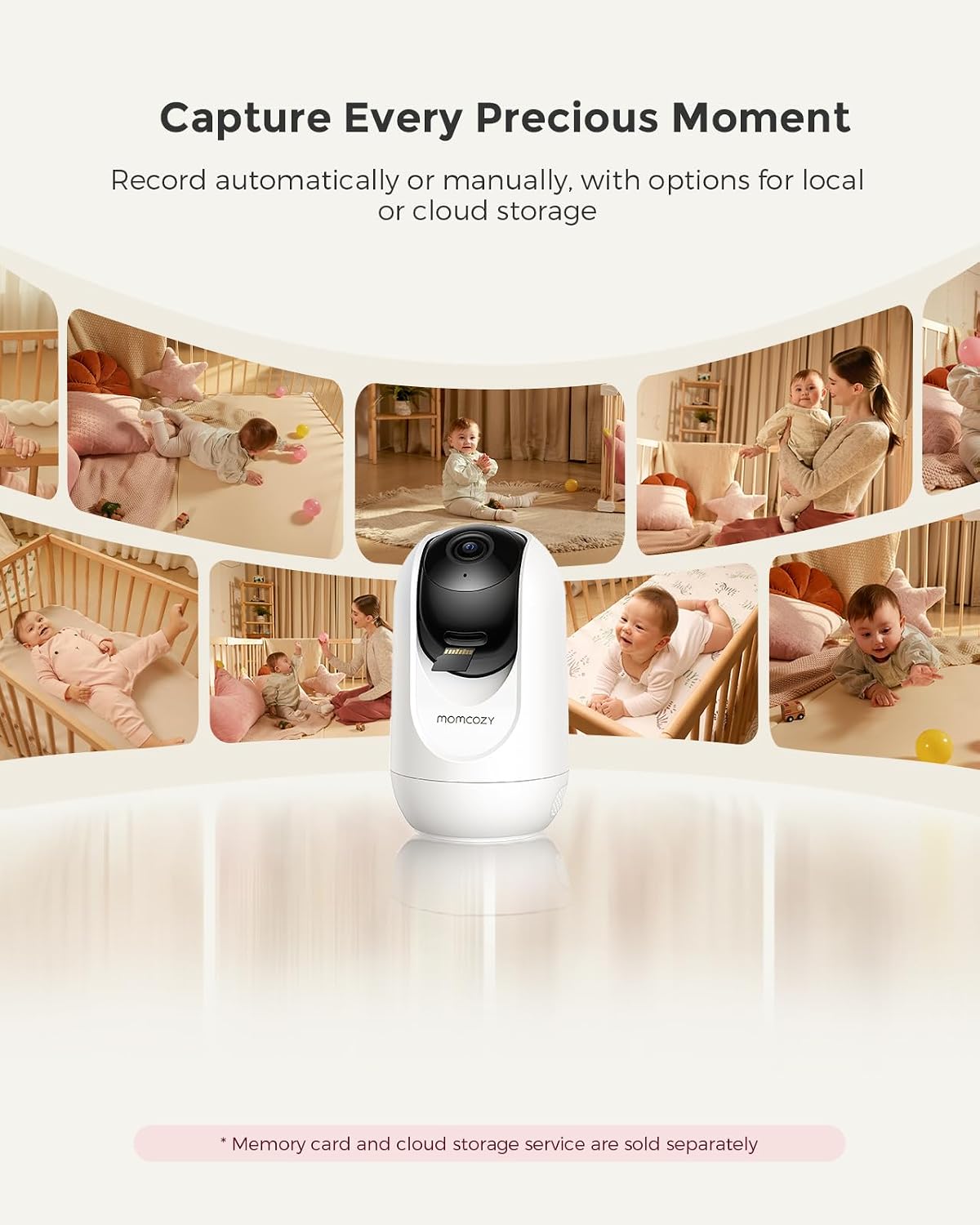 Momcozy Smart WiFi Baby Monitor with Camera and Audio, 5' 1080P Screen with Wall Mount, Motion & Cry Detection, Safe Fence,Clear Night Vision, 5000mAh Battery, 2-Way Talk, Photo & Video Recording,BM04