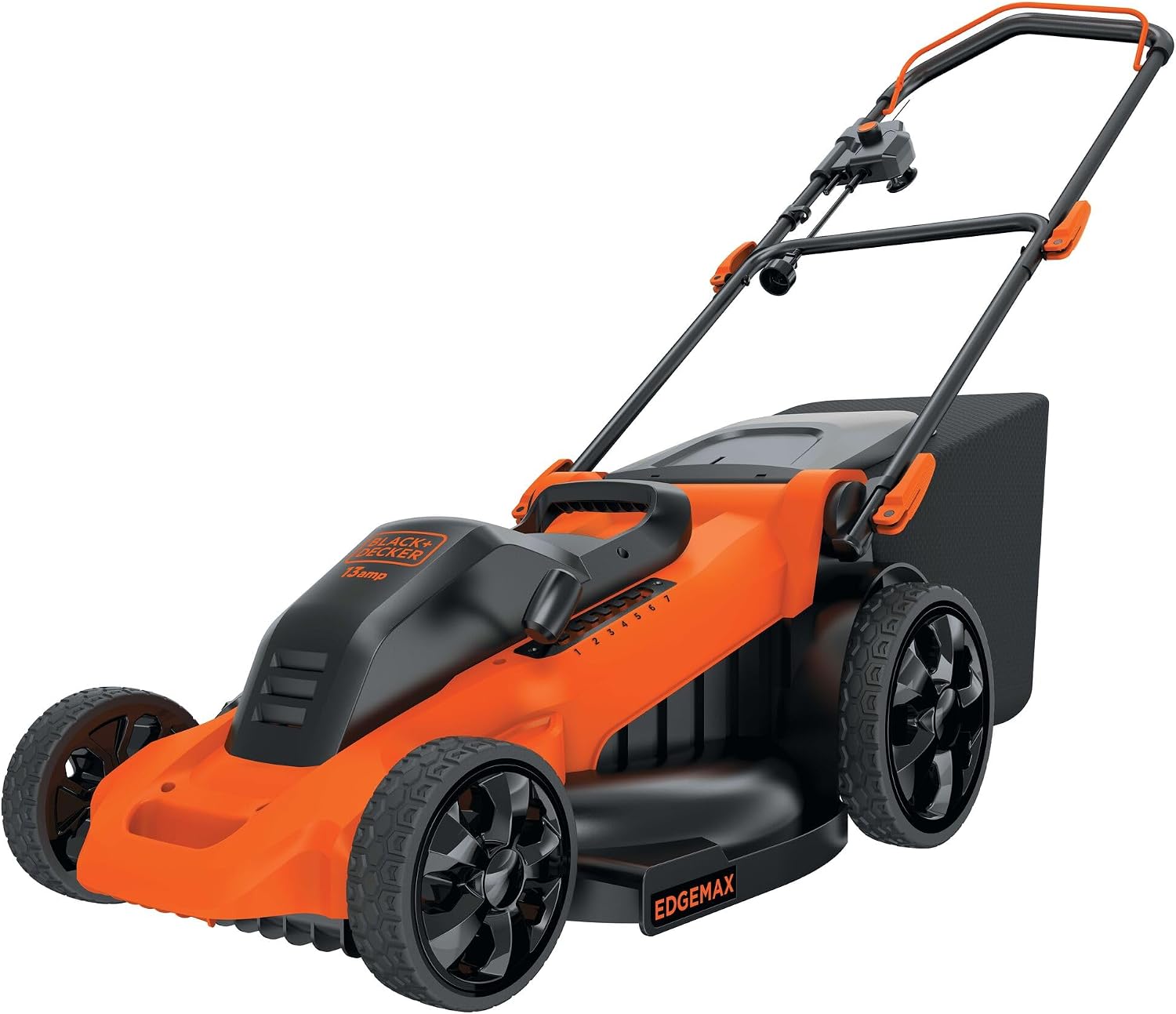 BLACK+DECKER 20-Inch Corded Electric Lawn Mower, Ultra Light Push Mower, 13-Amp High Output Motor, 3 in 1 Cutting Versatility, Tool Free Height Adjustment, 7-setting Cutting Height (MM2000)
