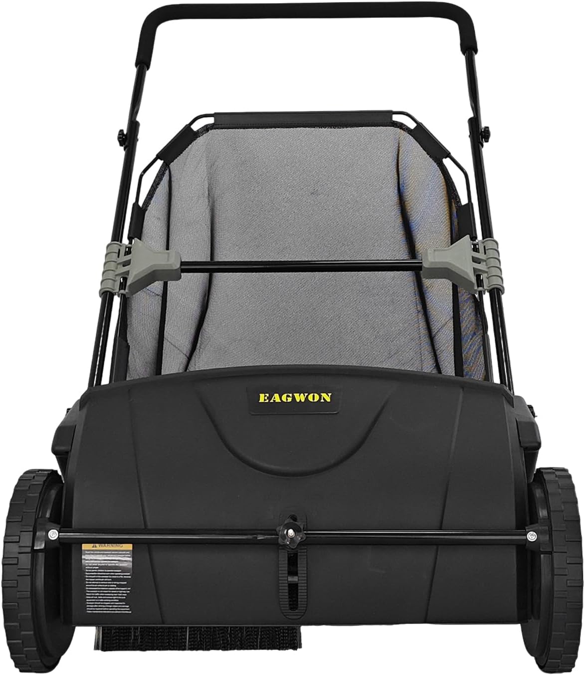 Push Lawn Sweeper, 21-Inch Width, 3.5 Cu. Ft. Hopper Capacity, 4 Spinning Brushes, Adjustable Height, Durable Steel Frame with Rubber Wheels, Black