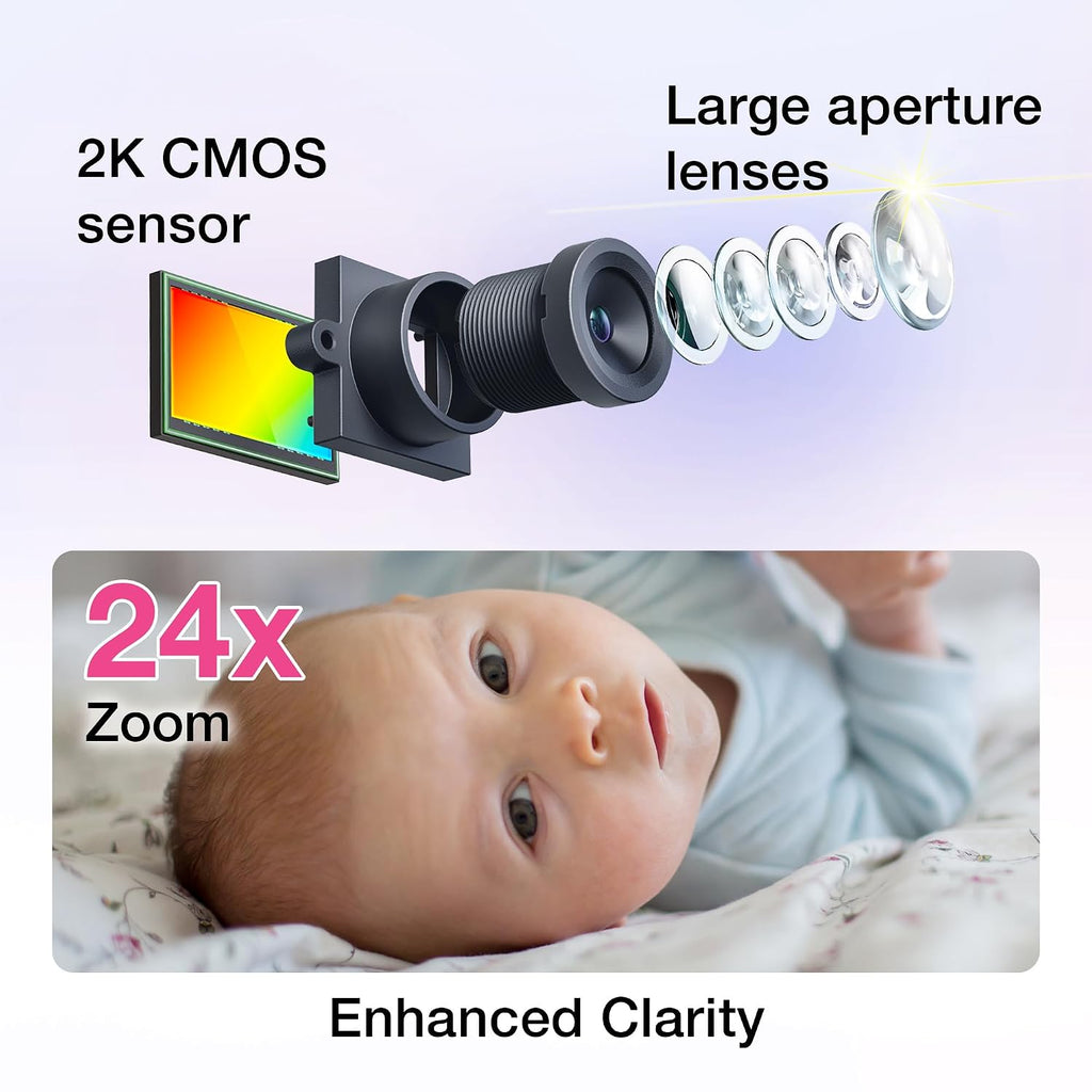 VTech Smart HD Plus Twin 2-Camera Smart WiFi Baby Monitor – 2K Cameras, 5.5' HD Split-Screen, 24X Zoom, Free App, Multi-Color Night Light
