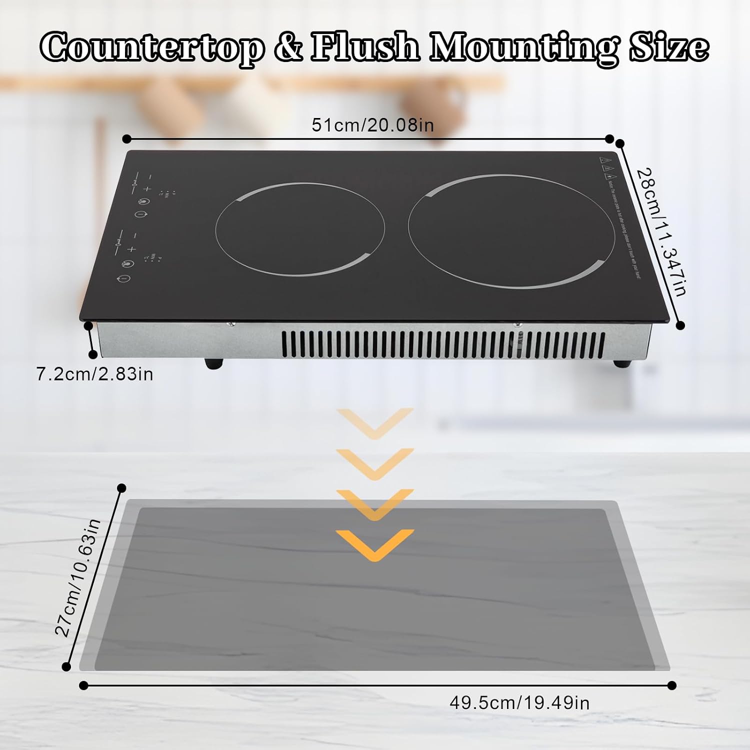 Electric Ceramic Cooktop With Plug, 1500W 110V Portable 2 Burners Built-in Sensor Touch Control Countertop Hot Plate, 9 Heating Levels