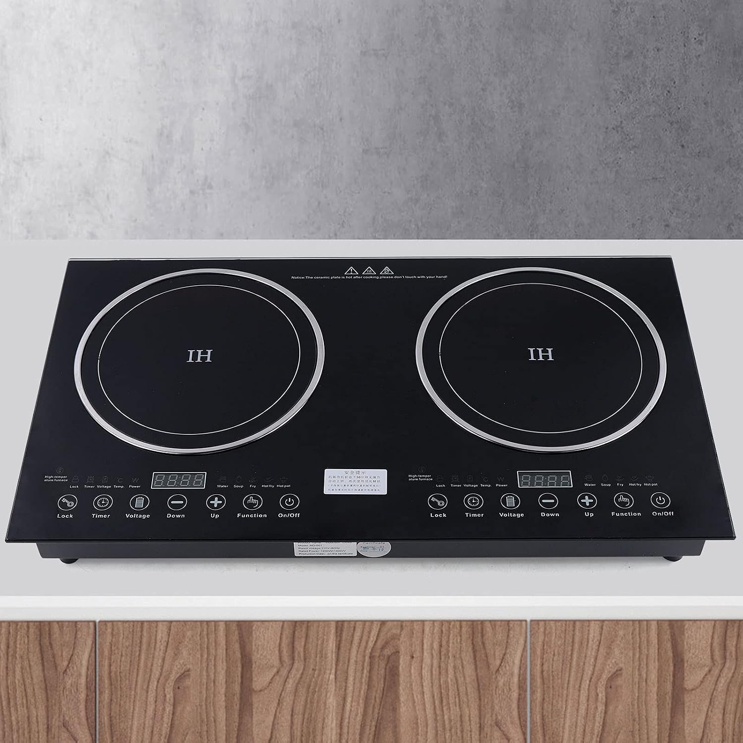 Electric Ceramic Cooktop, Electric Induction Cooktop, 2 Burners Built-in Electric Stove Top with Timer, Adjustable Temperature, Child Safety Lock, 8 Heating Level, 110V 2600W