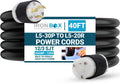 IronBox Electric NEMA L5-30P to L5-20R Plug Adapter Power Cord - 20A,125V, 12/3 SJT - UL Listed Power Cable - Heavy Duty Extension Cord for Generator, Data Centers, Outdoor & More (40ft, Custom Built)