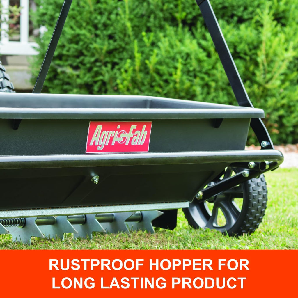 Agri-Fab 45-0543-AMZ 100 lb. Tow-Behind Lawn & Garden Spiker/Seeder/Drop Spreader for Seed,Fertilizer, Salt, Ice Melt; Designed to Pull Behind Lawn & Garden Tractors