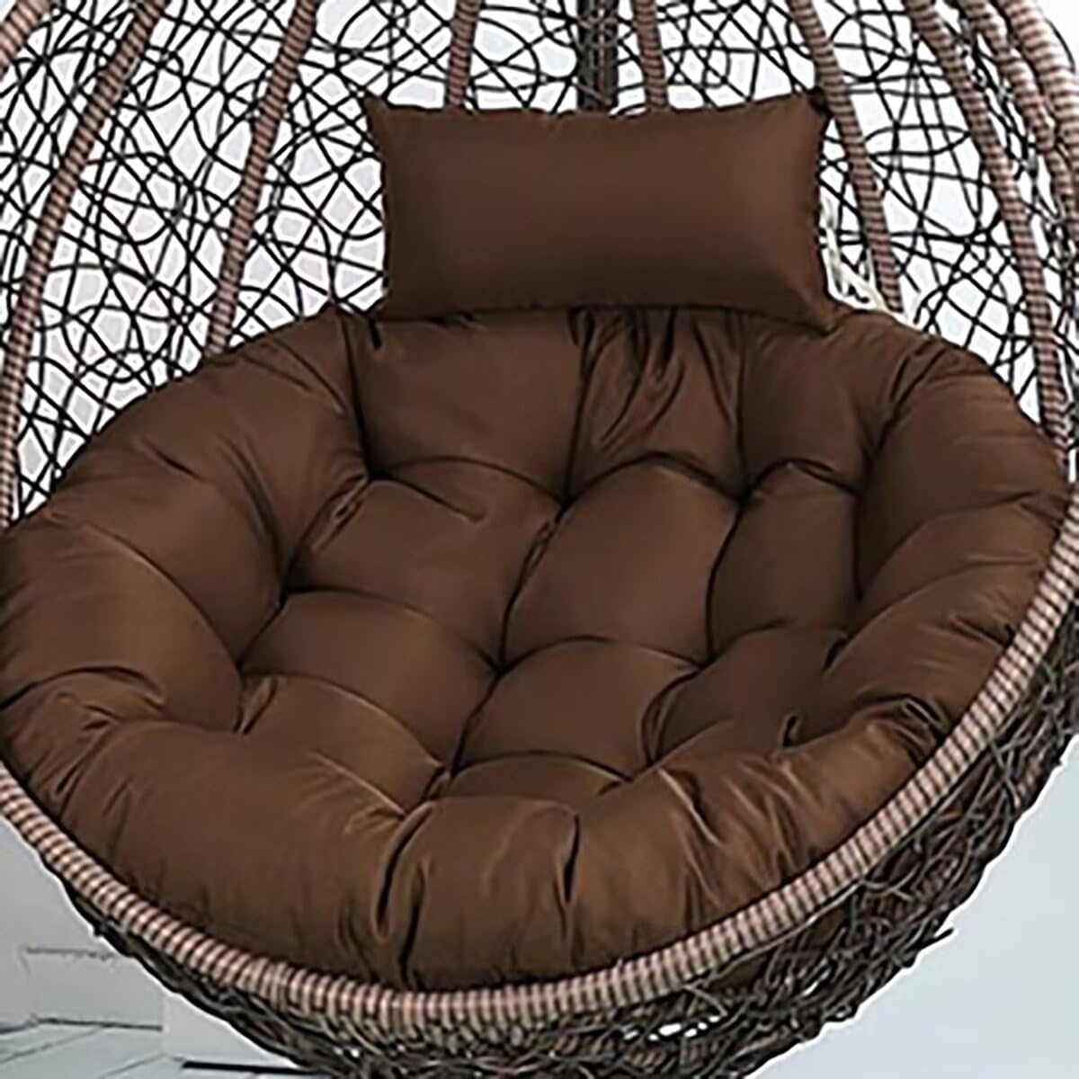 Generic Egg Chair Cushion Replacement, Round Hanging Basket Rocking Chair Cushion with Headrest, Indoor Outdoor Porch Backyard Patio Hammock Swing Replacement Cushion, Light Purple, 45 x 45 Inches